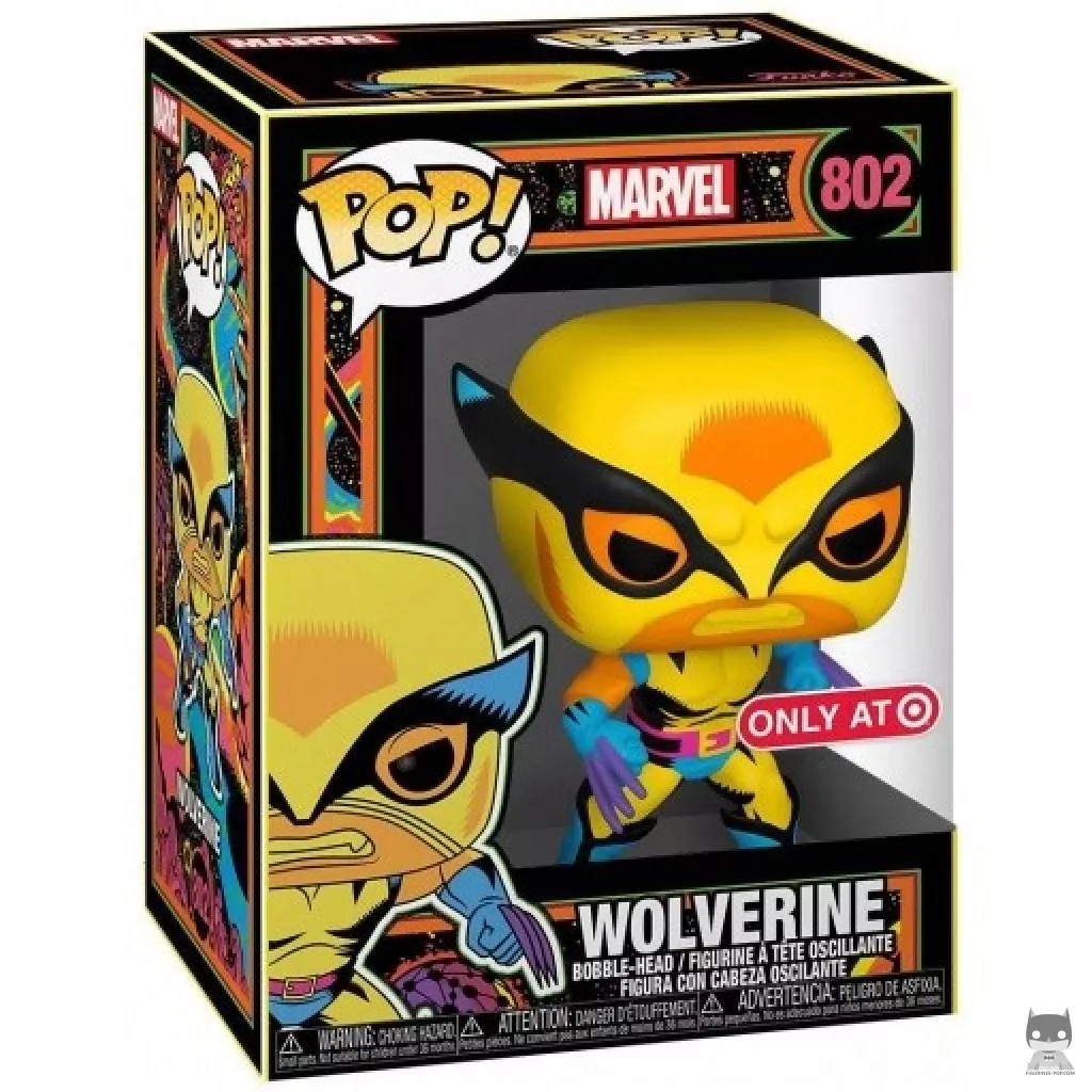 Figura Funko Pop! Lobezno (Luz negra) en su caja
