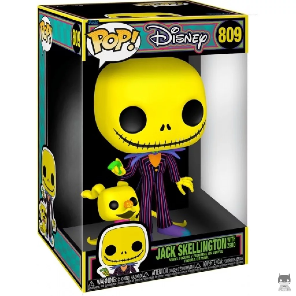 Figura Funko Pop! Jack Skellington con Zero (Supersized & Luz negra) en su caja
