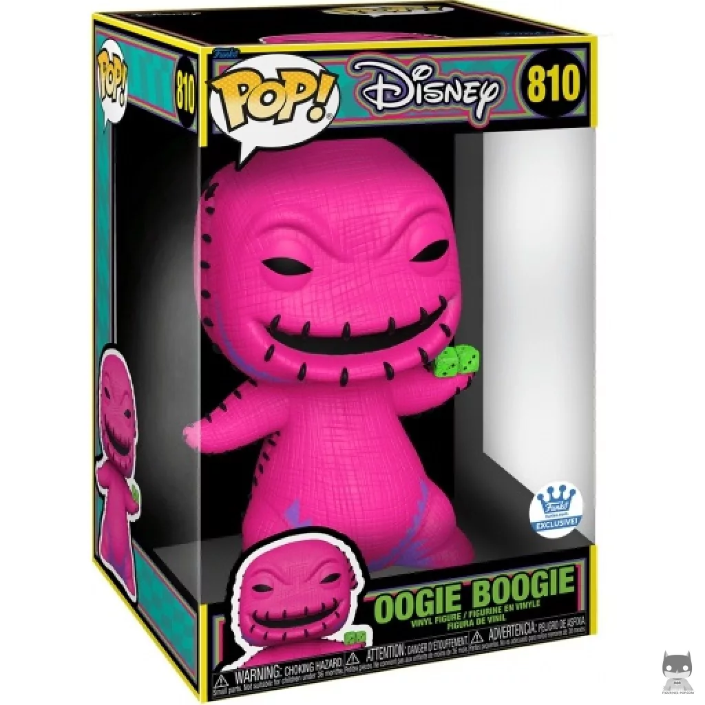 Figura Funko Pop! Oogie Boogie (Supersized & Luz negra) en su caja