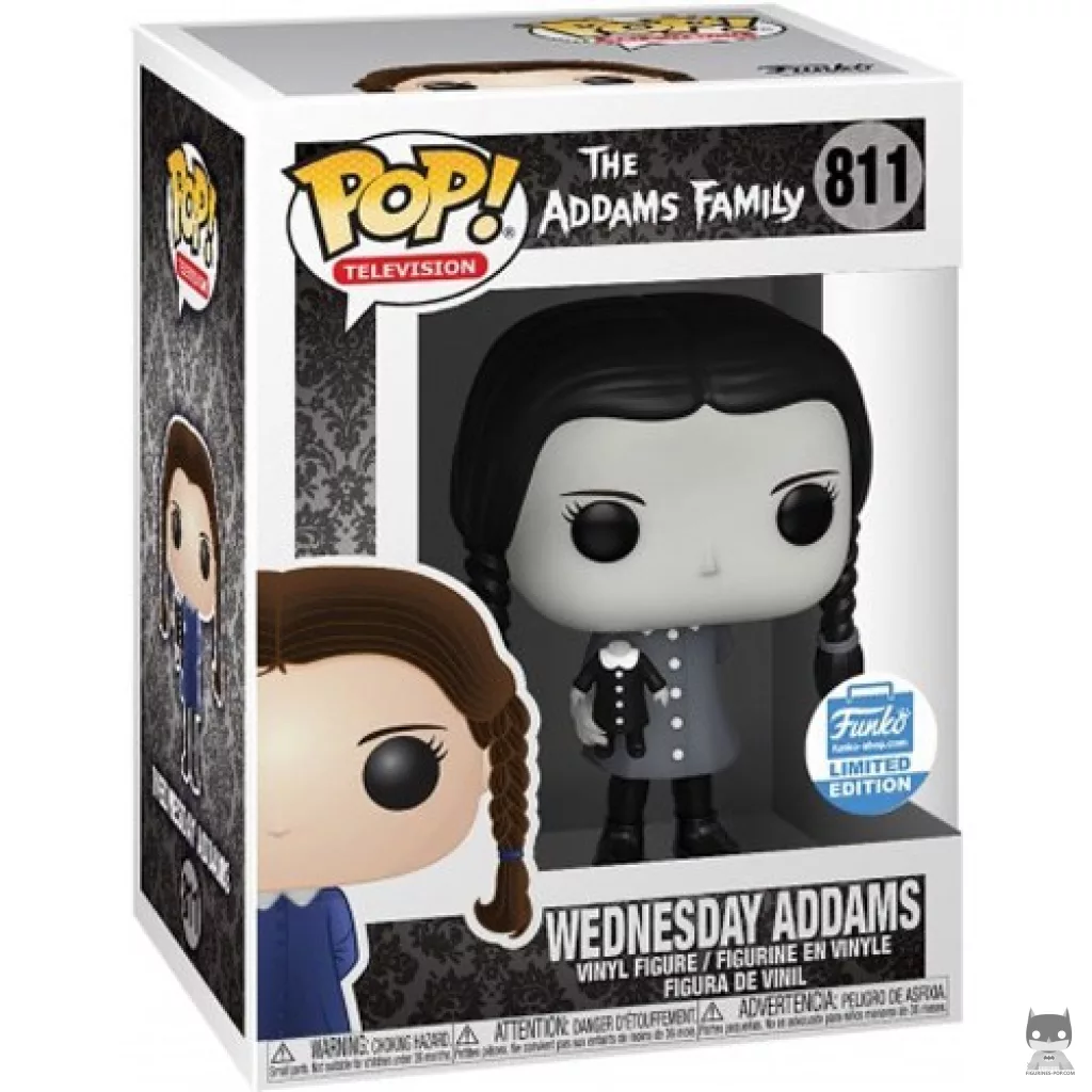 Figura Funko Pop! Miércoles Addams (Blanco y negro) en su caja