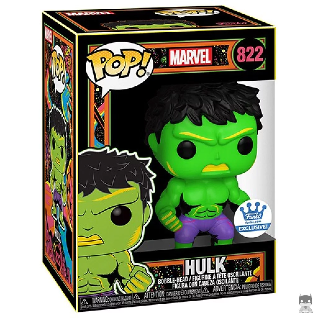 Figura Funko Pop! Hulk (Luz negra) en su caja