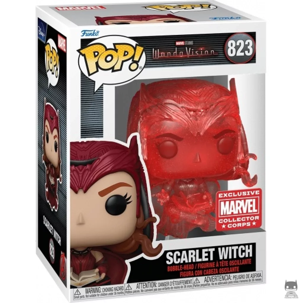 Figura Funko Pop! Bruja Escarlata (Translúcido & Purpurina) en su caja