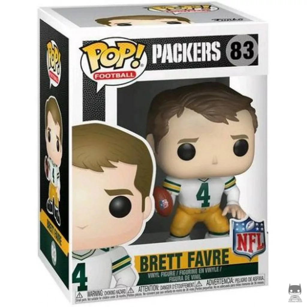 Figura Funko Pop! Brett Favre (Camiseta visitante) en su caja
