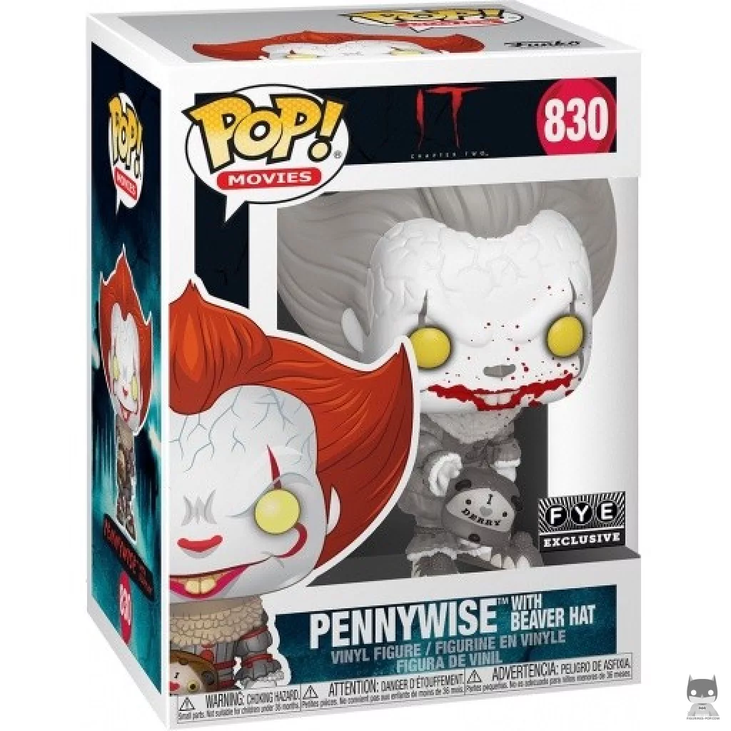 Figura Funko Pop! Pennywise con sombrero de castor (Blanco y negro) en su caja