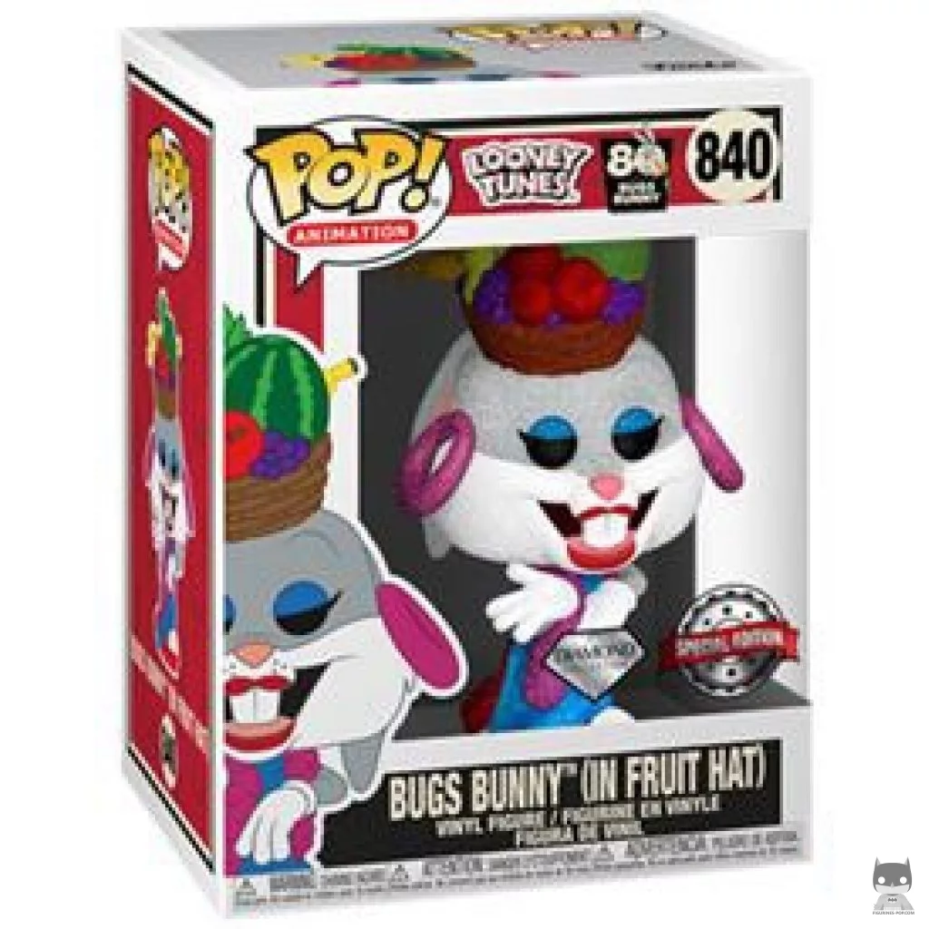 Figura Funko Pop! Bugs Bunny con sombrero de frutas (Purpurina de diamante) en su caja