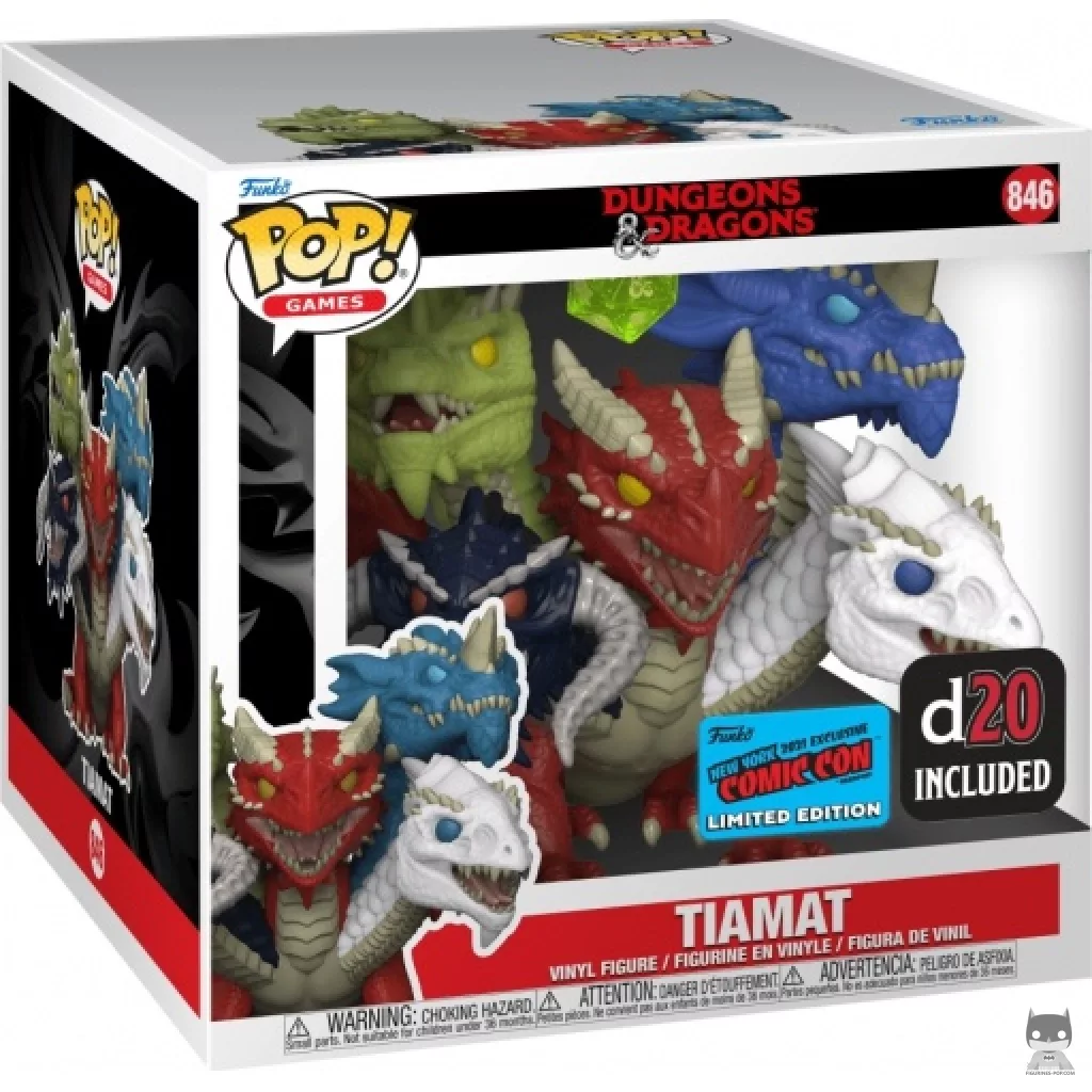Figura Funko Pop! Tiamat con D20 (Supersized) en su caja