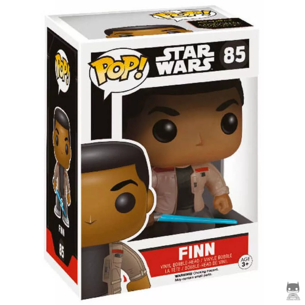 Figura Funko Pop! Finn con sable de luz en su caja