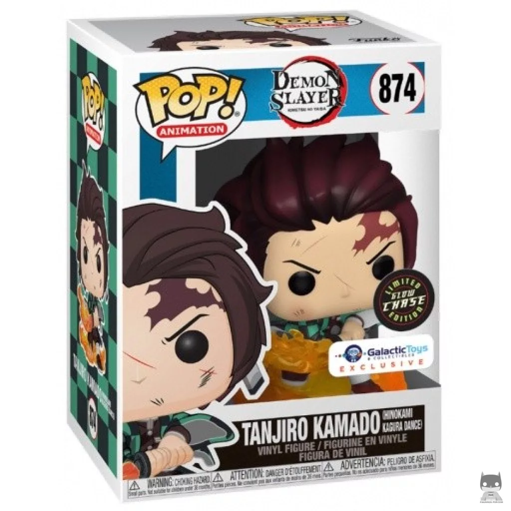 Figura Funko Pop! Tanjiro Kamado (Danza del Dios del Fuego) (Chase) en su caja