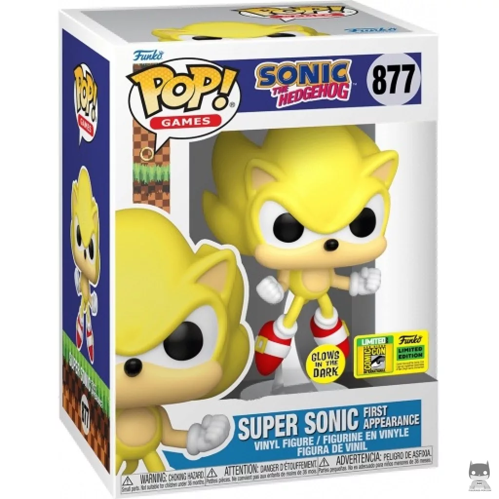 Figura Funko Pop! Super Sonic primera aparición (Brilla en la oscuridad) en su caja
