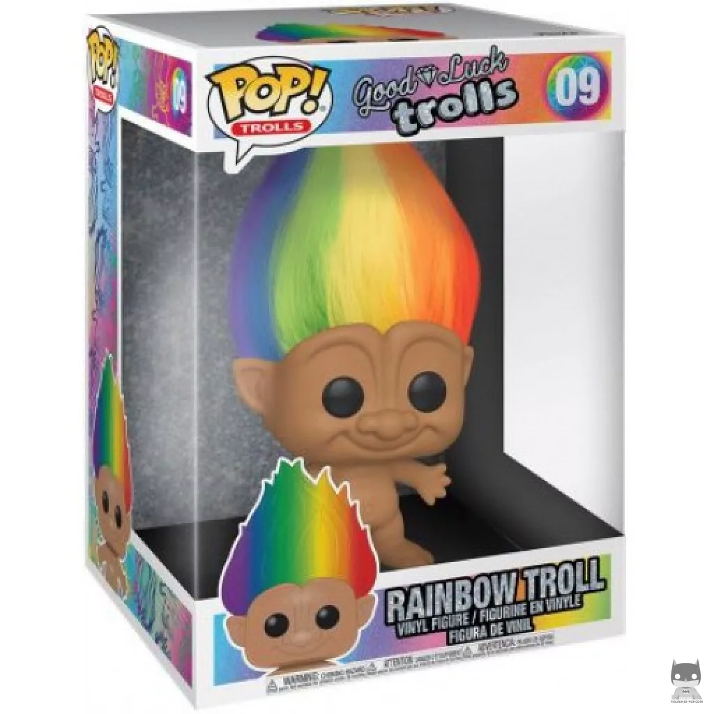 Figura Funko Pop! Troll arcoíris (Supersized) (Chase) en su caja