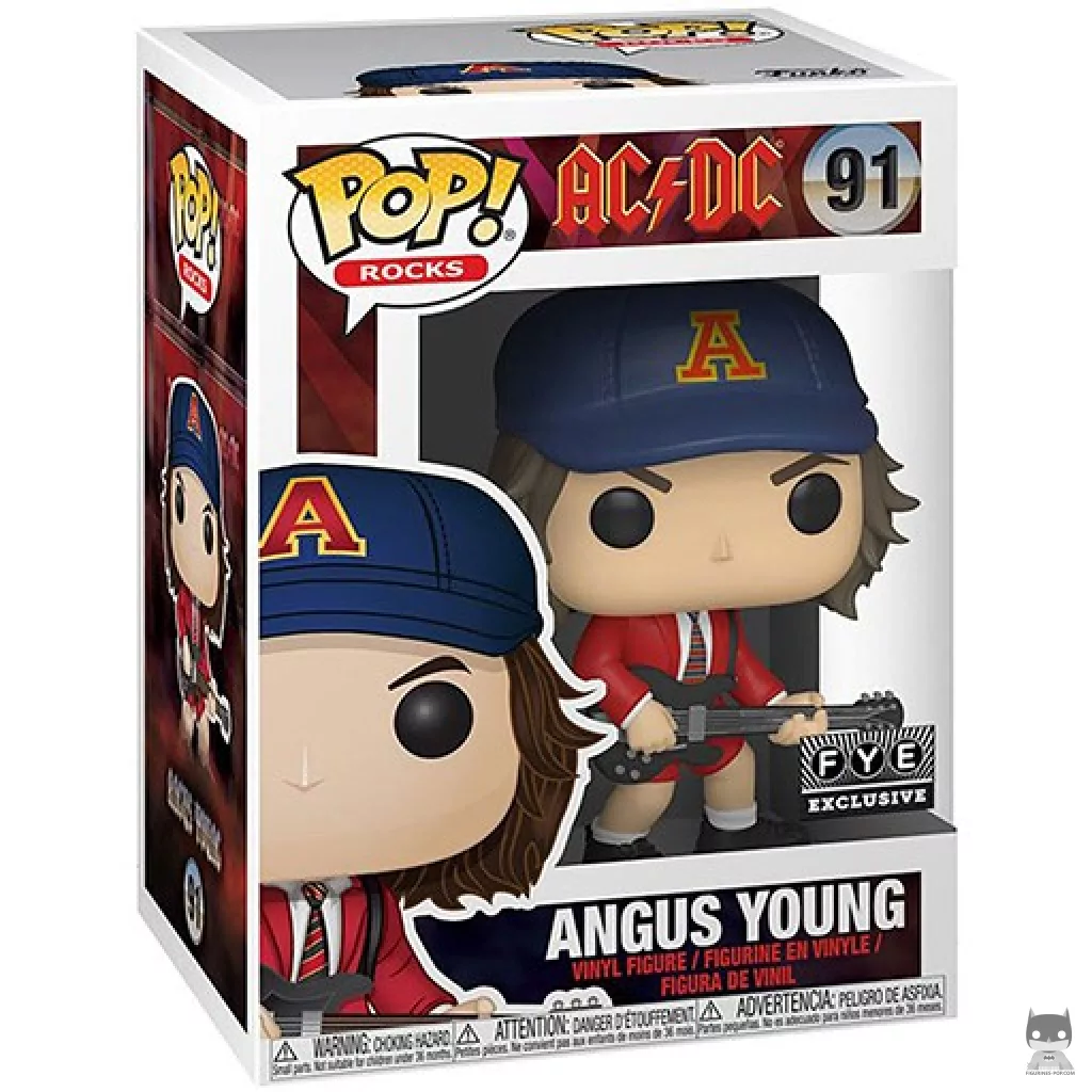 Figura Funko Pop! Angus Young (Chaqueta roja) en su caja