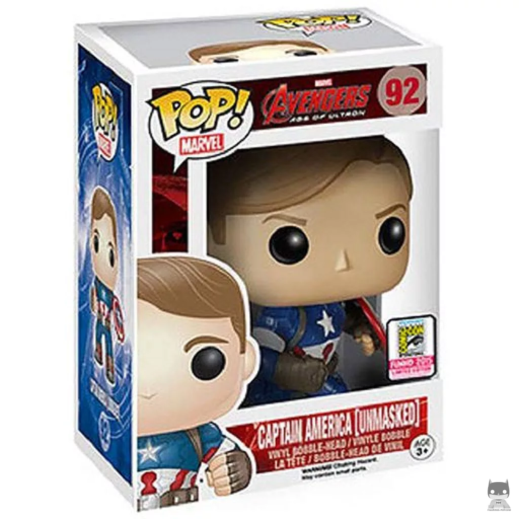 Figura Funko Pop! Capitán América (Sin máscara) en su caja