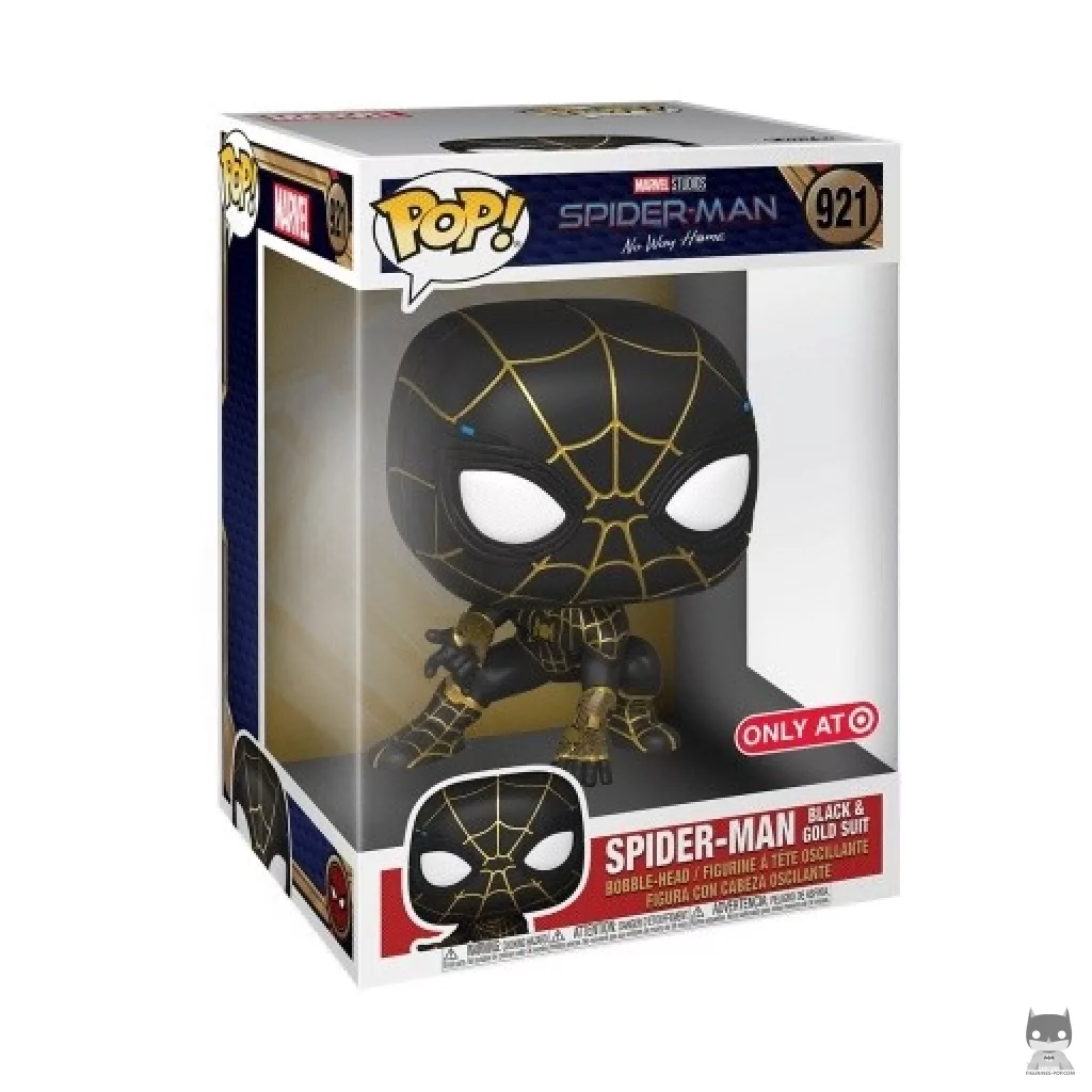 Figura Funko Pop! Spider-Man traje negro y dorado (Supersized) en su caja