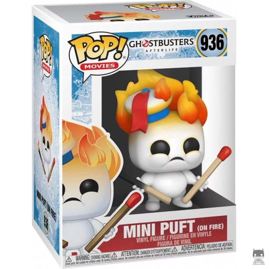 Figura Funko Pop! Mini Puft en llamas en su caja