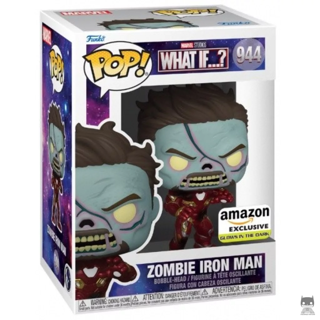 Figura Funko Pop! Iron Man zombi (Brilla en la oscuridad) en su caja