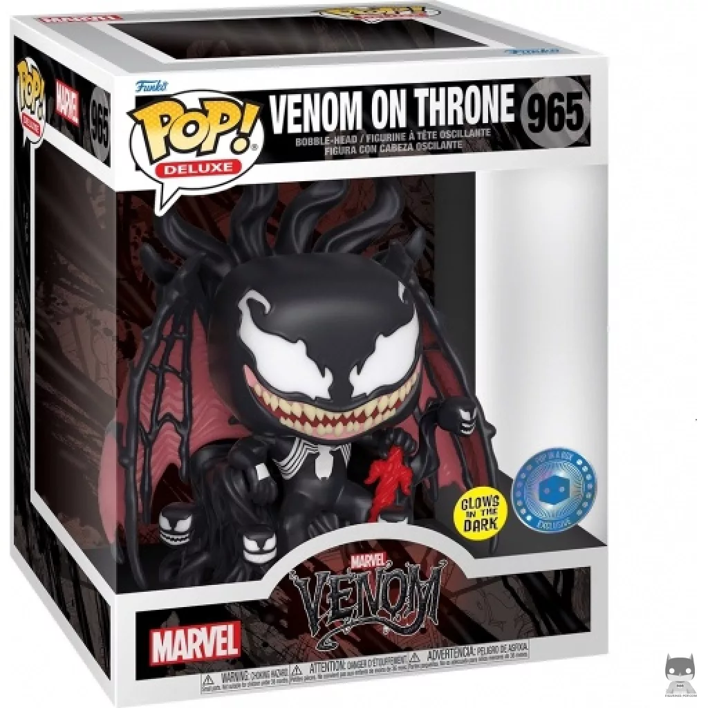 Figura Funko Pop! Venom en el trono (Brilla en la oscuridad) en su caja