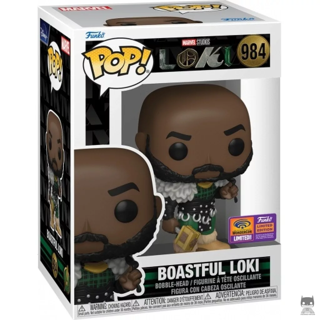 Figura Funko Pop! Loki Fanfarrón en su caja