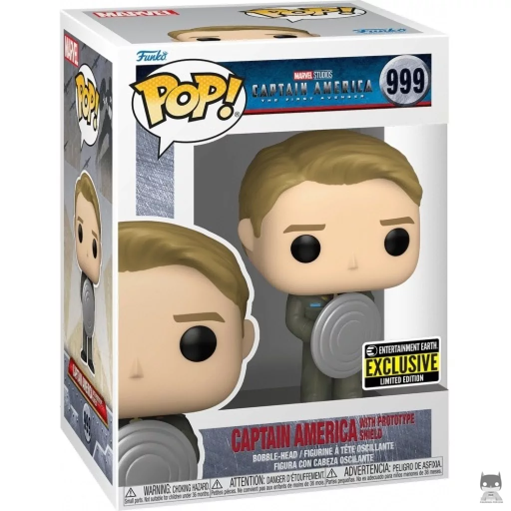 Figura Funko Pop! Capitán América con escudo prototipo (Metalizado) en su caja