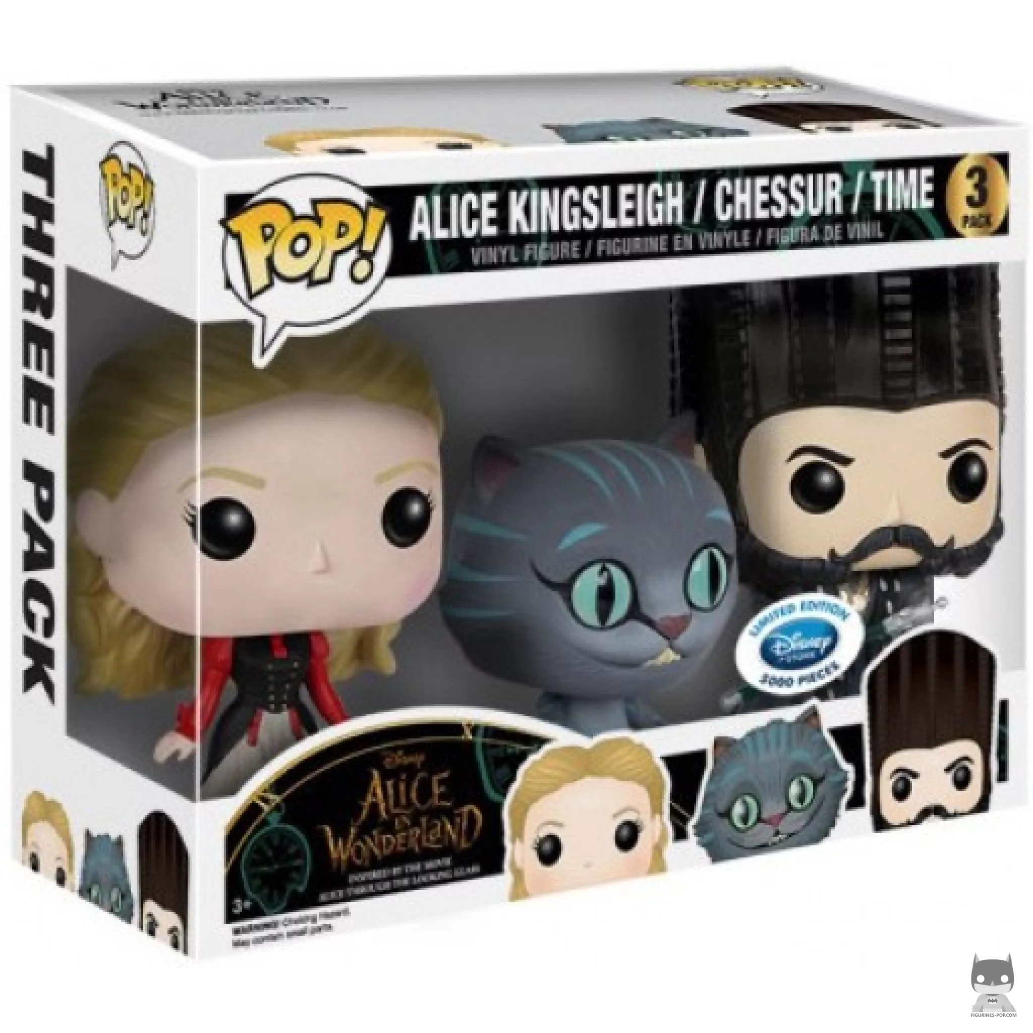 Figura Funko Pop! Alicia, Chessur & Tiempo en su caja