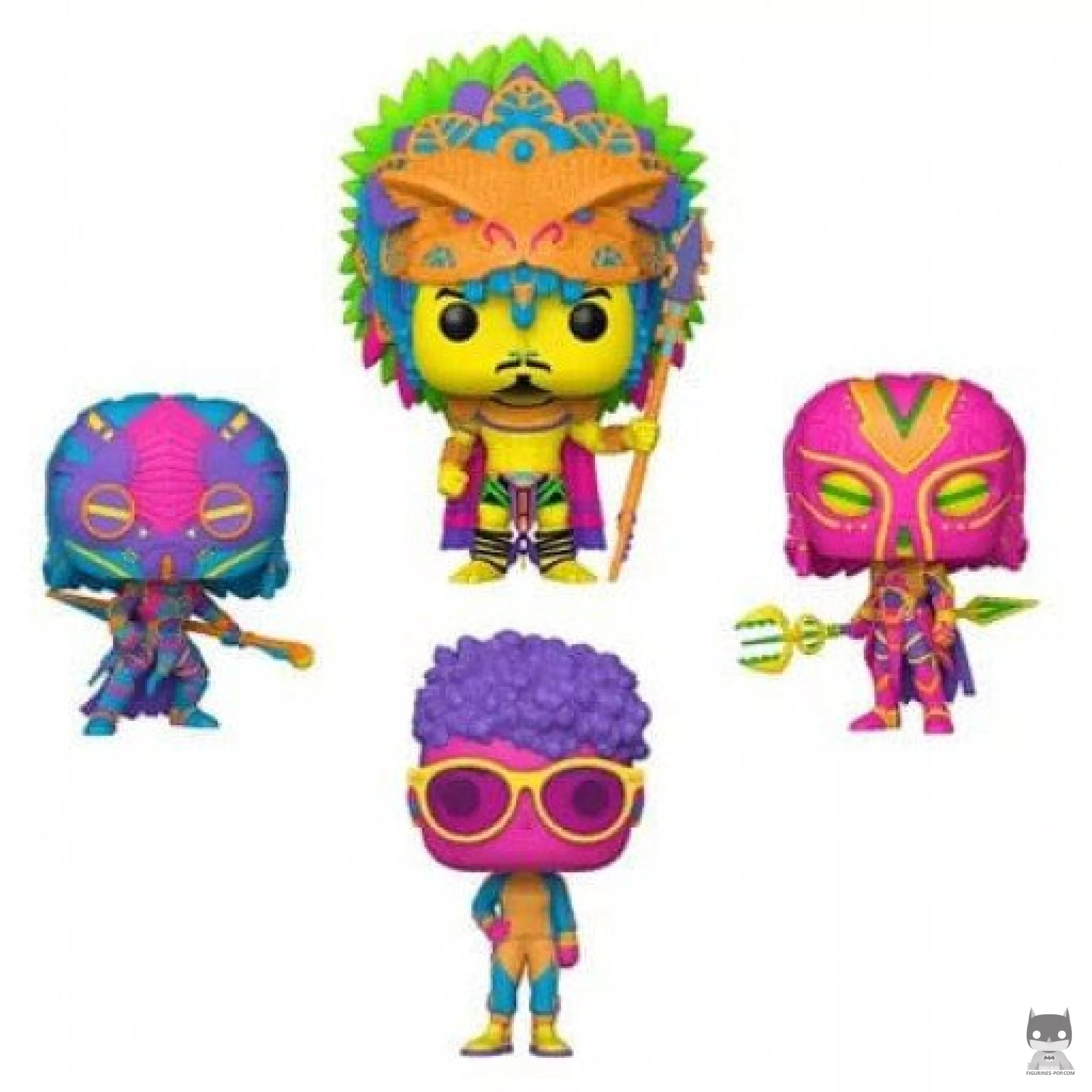 Figura Funko Pop! Rey Namor, Shuri, Okoye & Aneka (Luz negra) (Black Panther: Wakanda Forever)