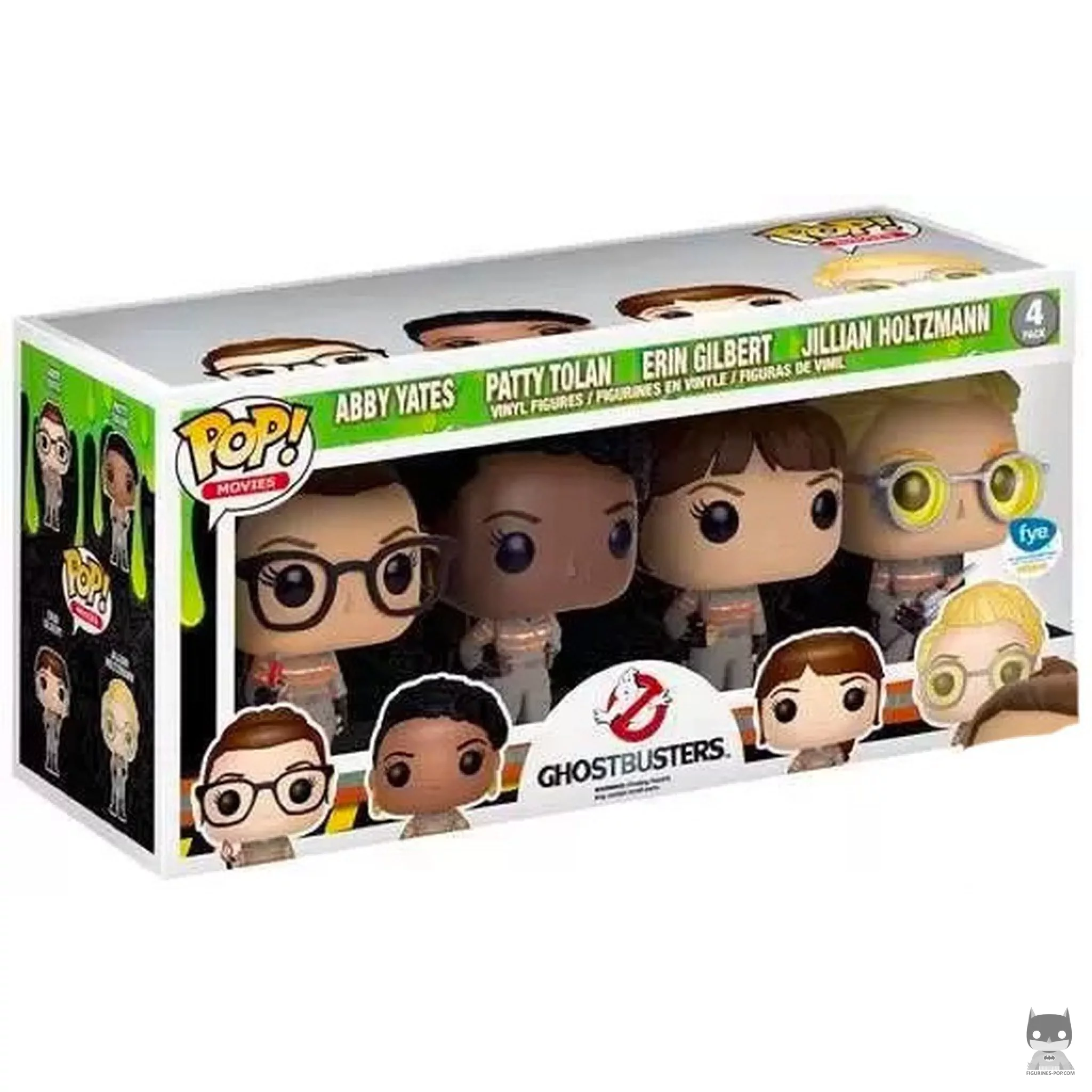 Figura Funko Pop! Abby Yates, Patty Tolan, Erin Gilbert & Jillian Holtzmann en su caja