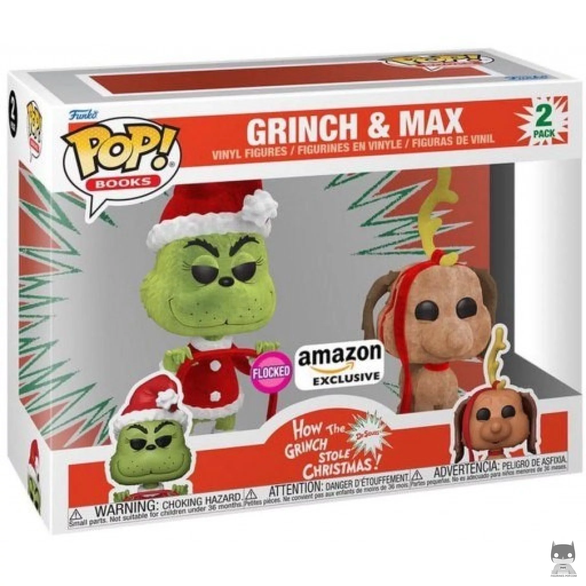 Figura Funko Pop! Grinch & Max (Flocado) en su caja