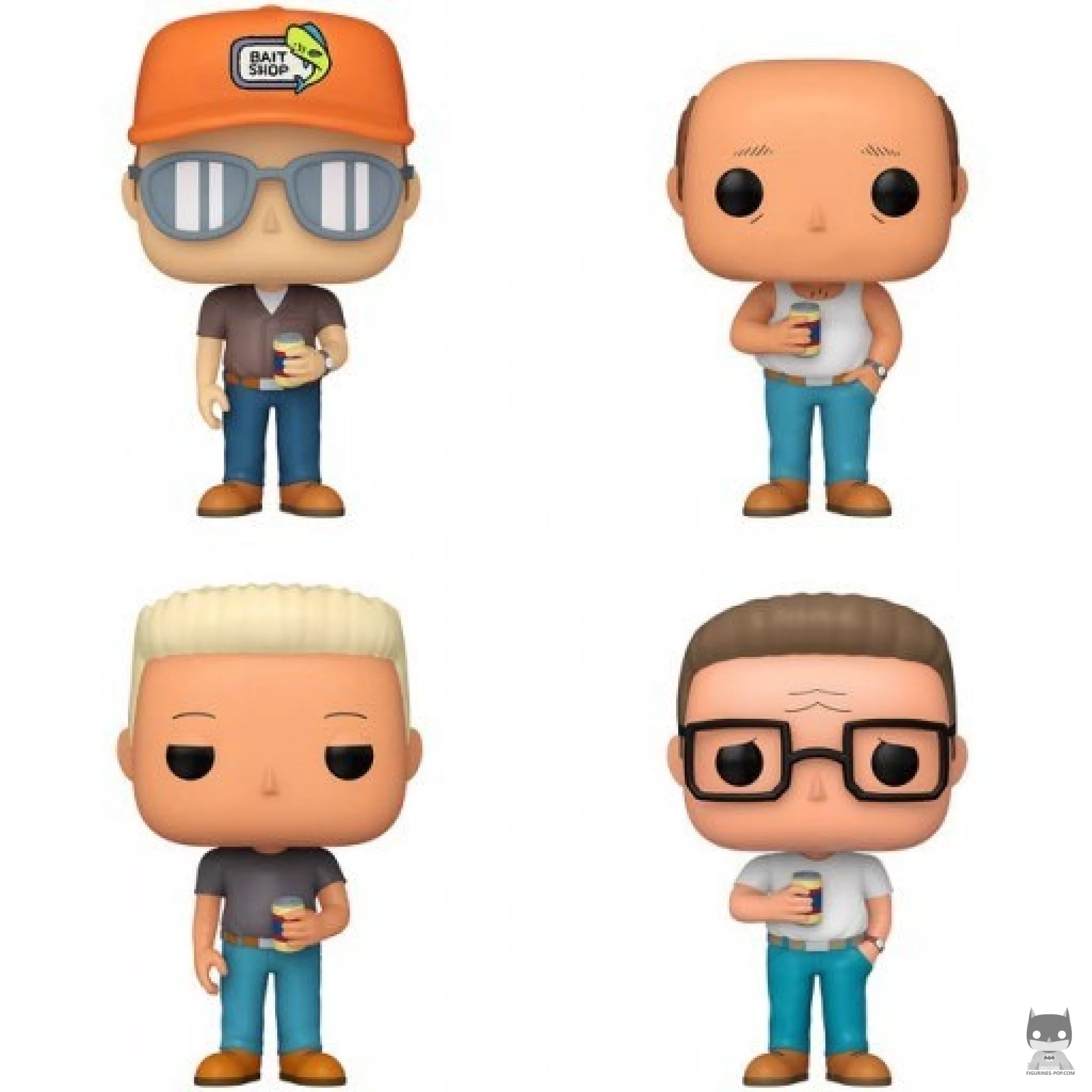 Figura Funko Pop! Dale Gribble, Hank Hill, Bill Dauterive & Boomhauer (El rey de la colina)