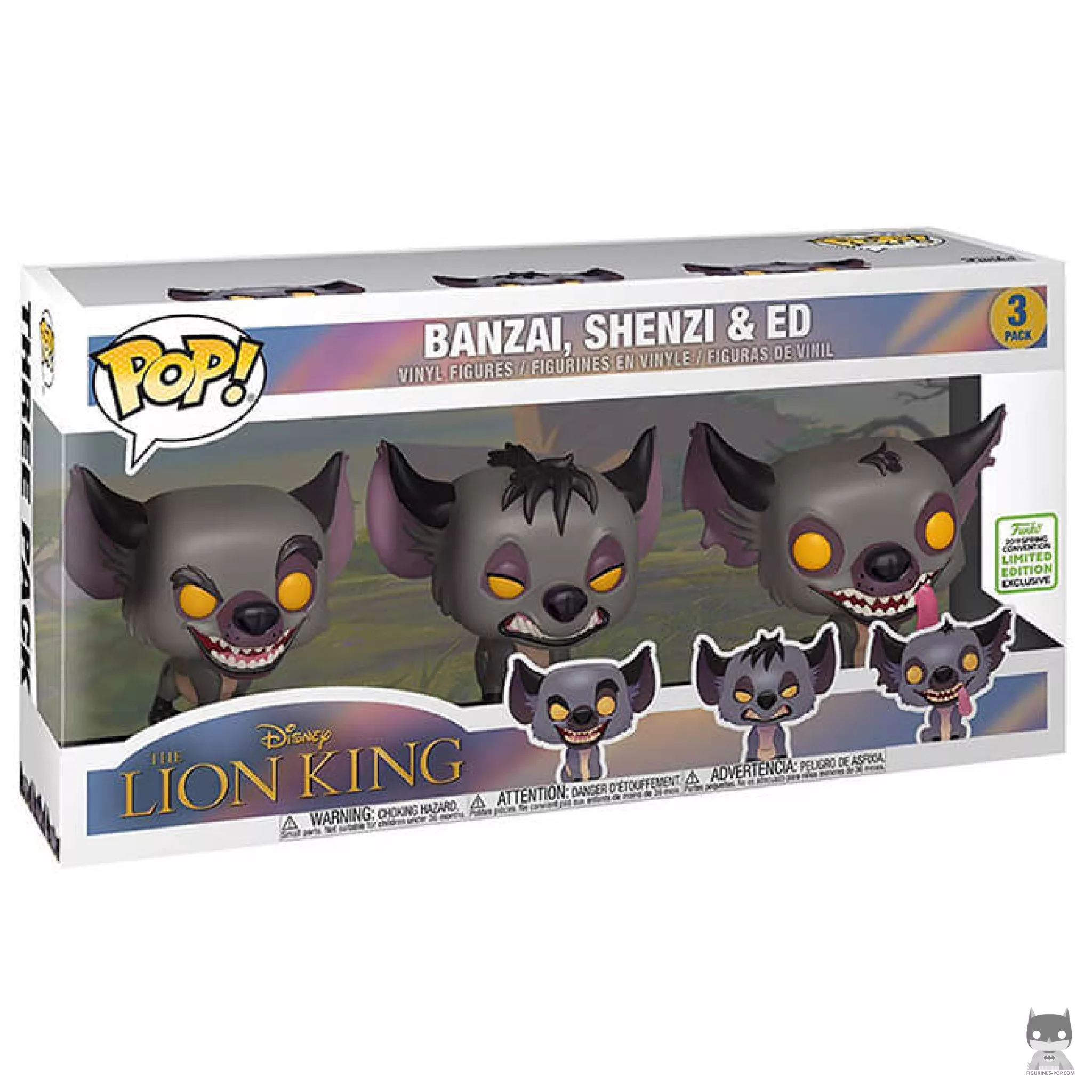 Figura Funko Pop! Hienas Banzai, Shenzi & Ed en su caja