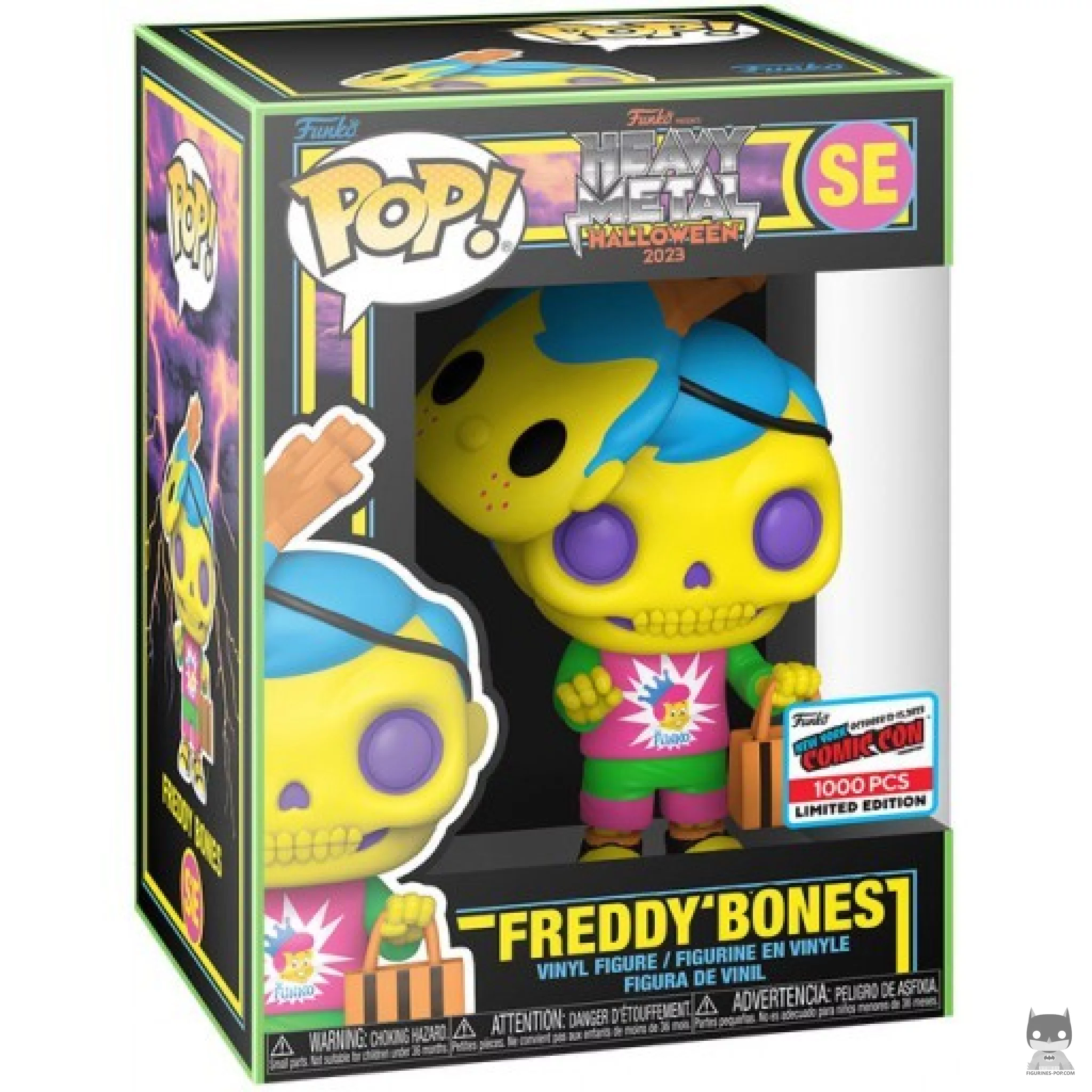 Figura Funko Pop! Freddy Bones (Heavy Metal) (Luz negra) en su caja