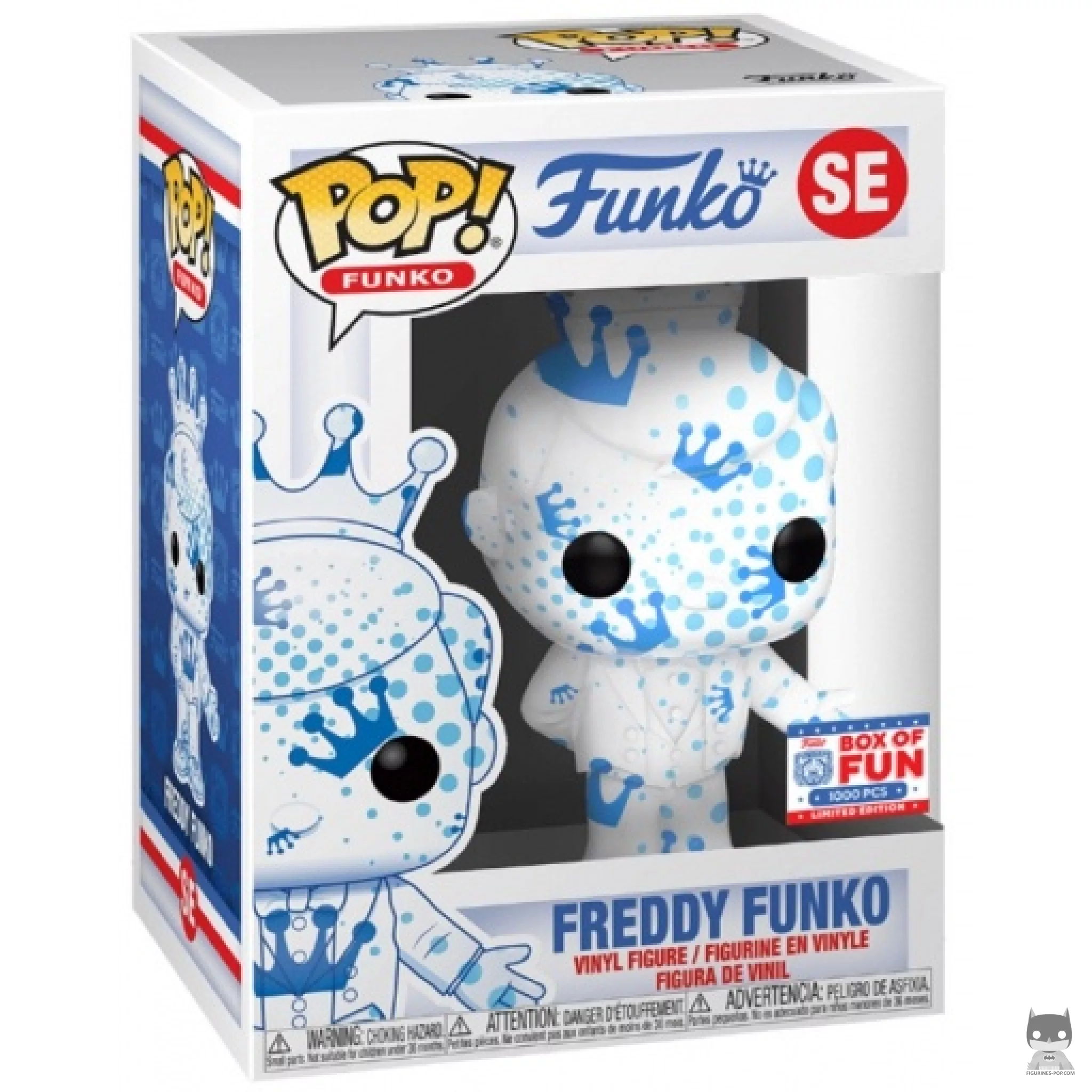 Figura Funko Pop! Freddy Funko (Box of Fun con lunares) en su caja