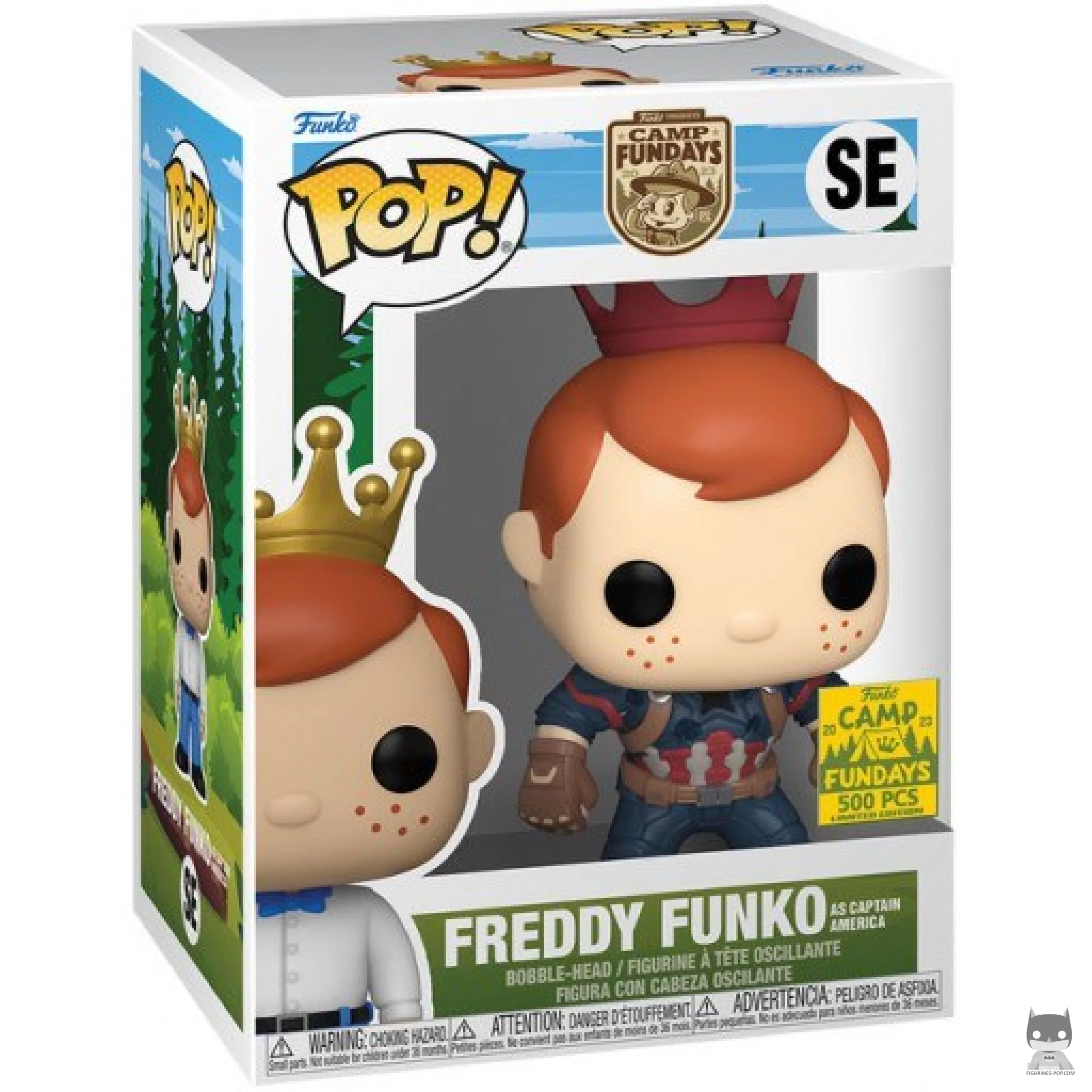 Figura Funko Pop! Freddy Funko como Capitán América en su caja