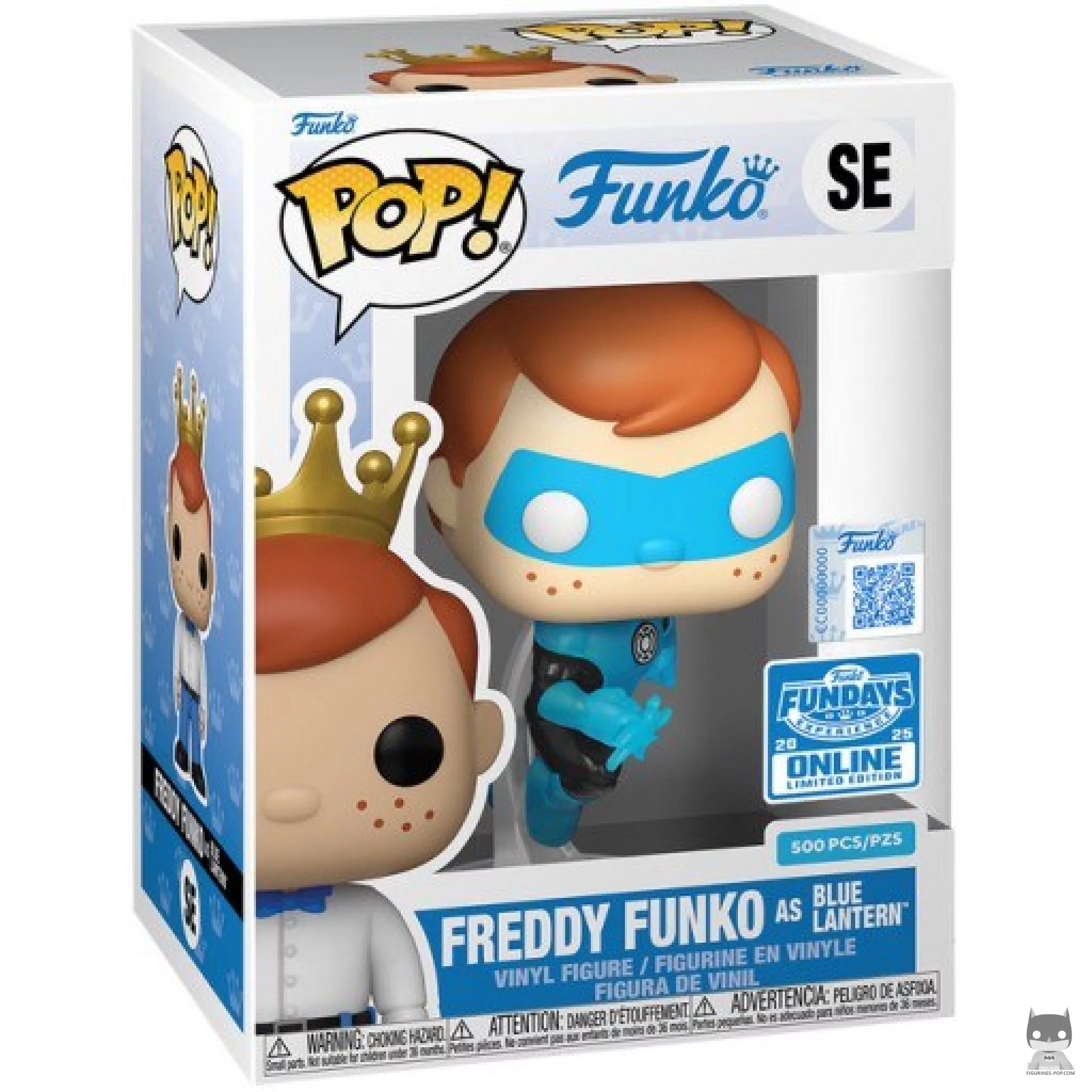 Figura Funko Pop! Freddy Funko como Linterna Azul (Translúcido) en su caja