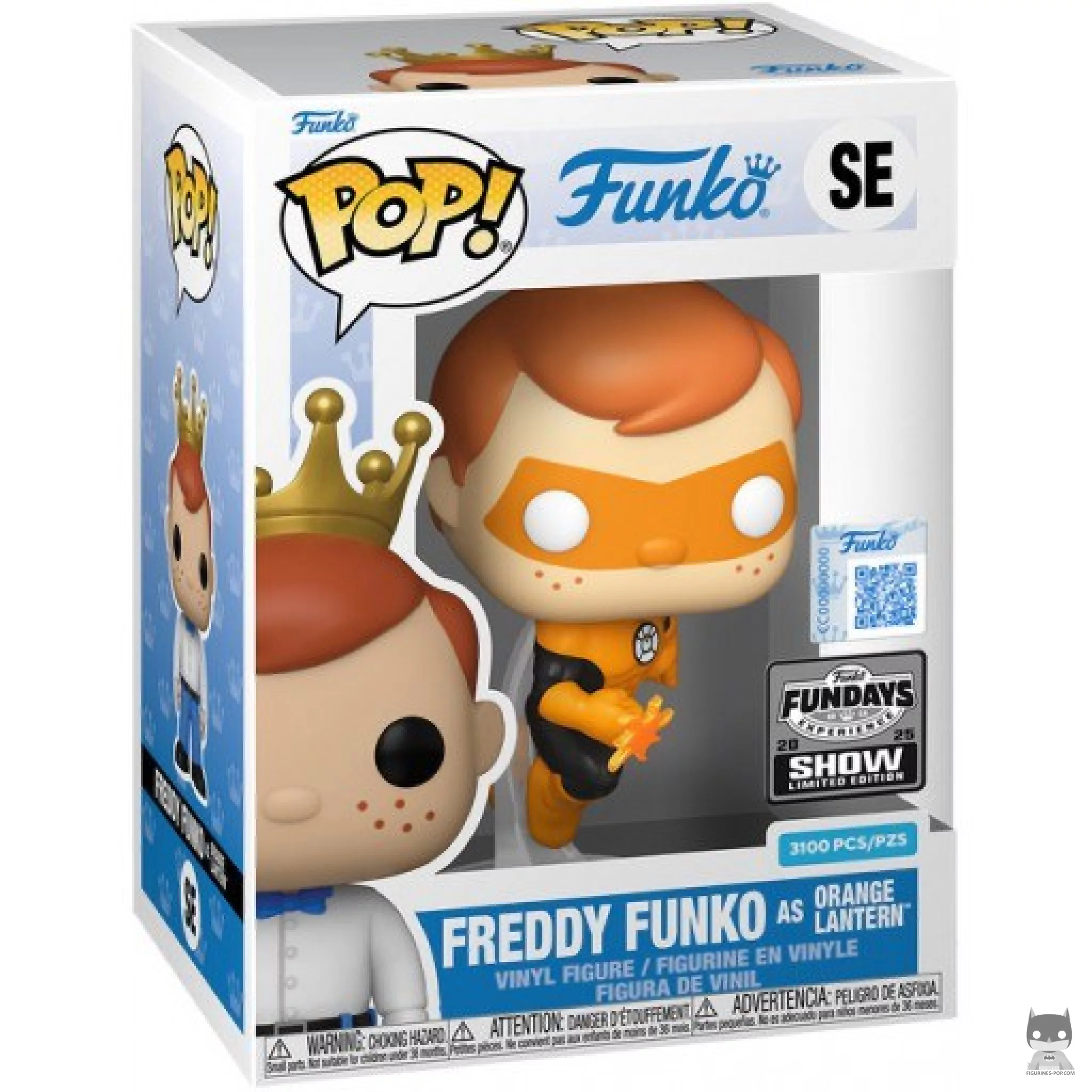 Figura Funko Pop! Freddy Funko como Linterna Naranja en su caja