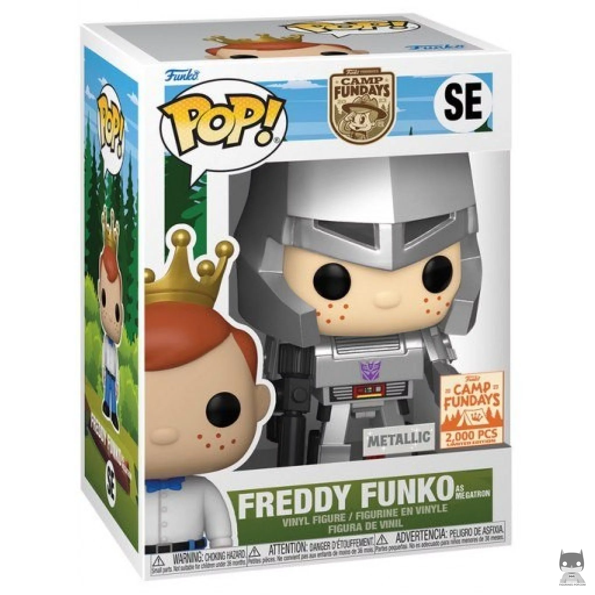 Figura Funko Pop! Freddy Funko como Megatron - Metalizado en su caja