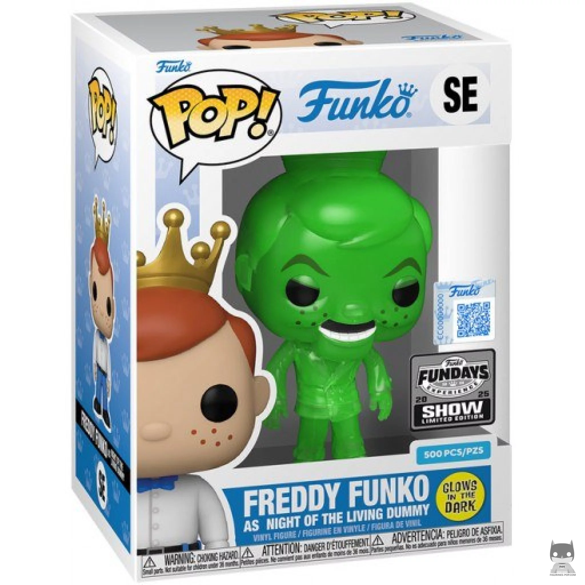 Figura Funko Pop! Freddy Funko como Night Of The Living Dummy verde (Translúcido) en su caja