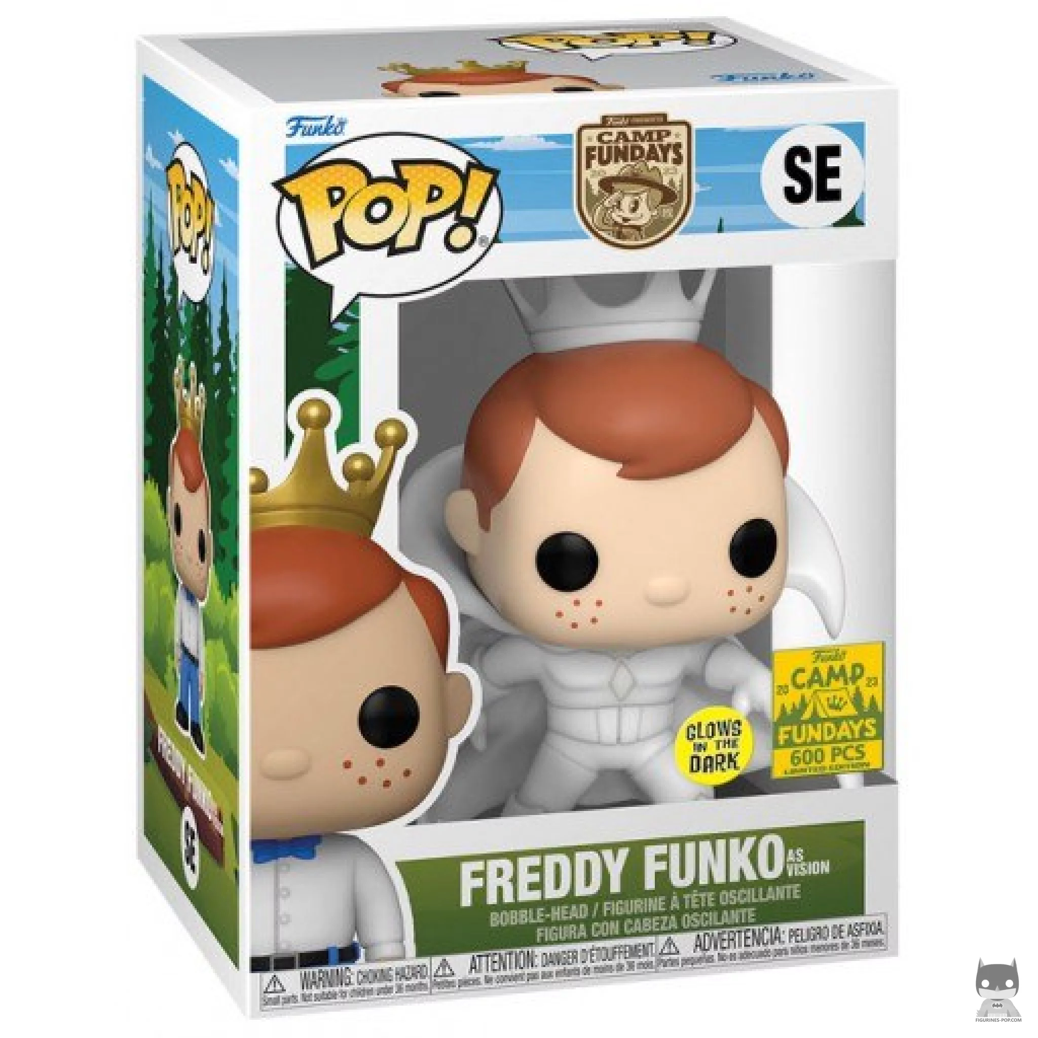 Figura Funko Pop! Freddy Funko como Visión (Blanco) (Brilla en la oscuridad) en su caja