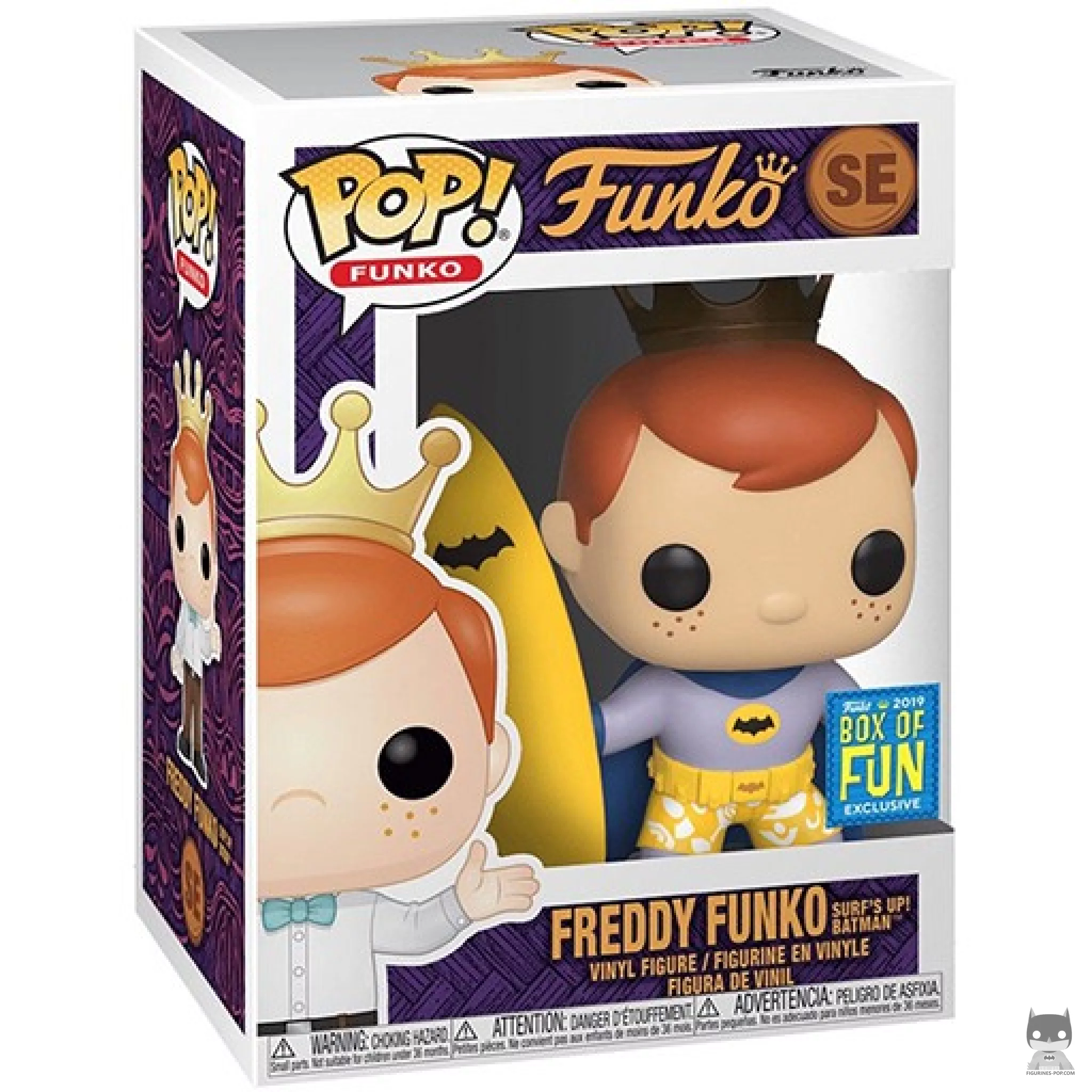Figura Funko Pop! Freddy Funko Surf's Up! Batman en su caja