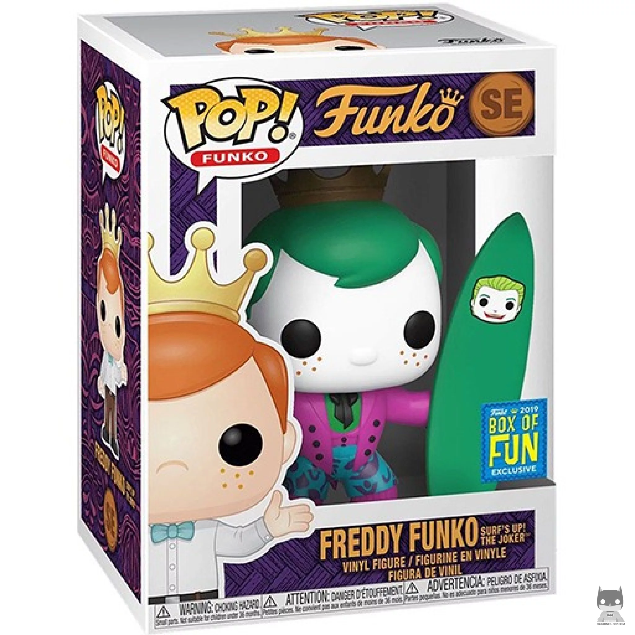 Figura Funko Pop! Freddy Funko Surf's Up! Joker en su caja