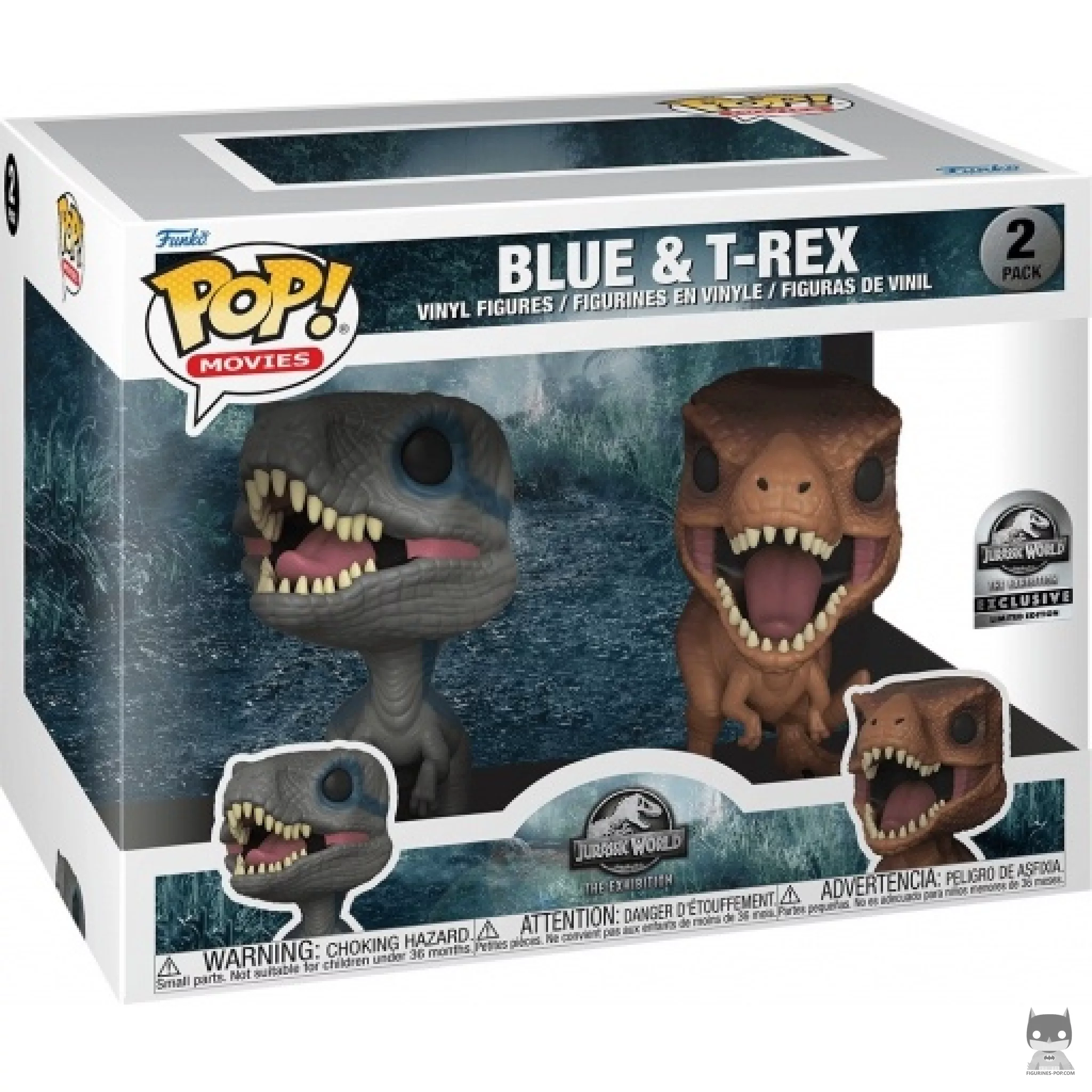 Figura Funko Pop! Blue & T-Rex en su caja