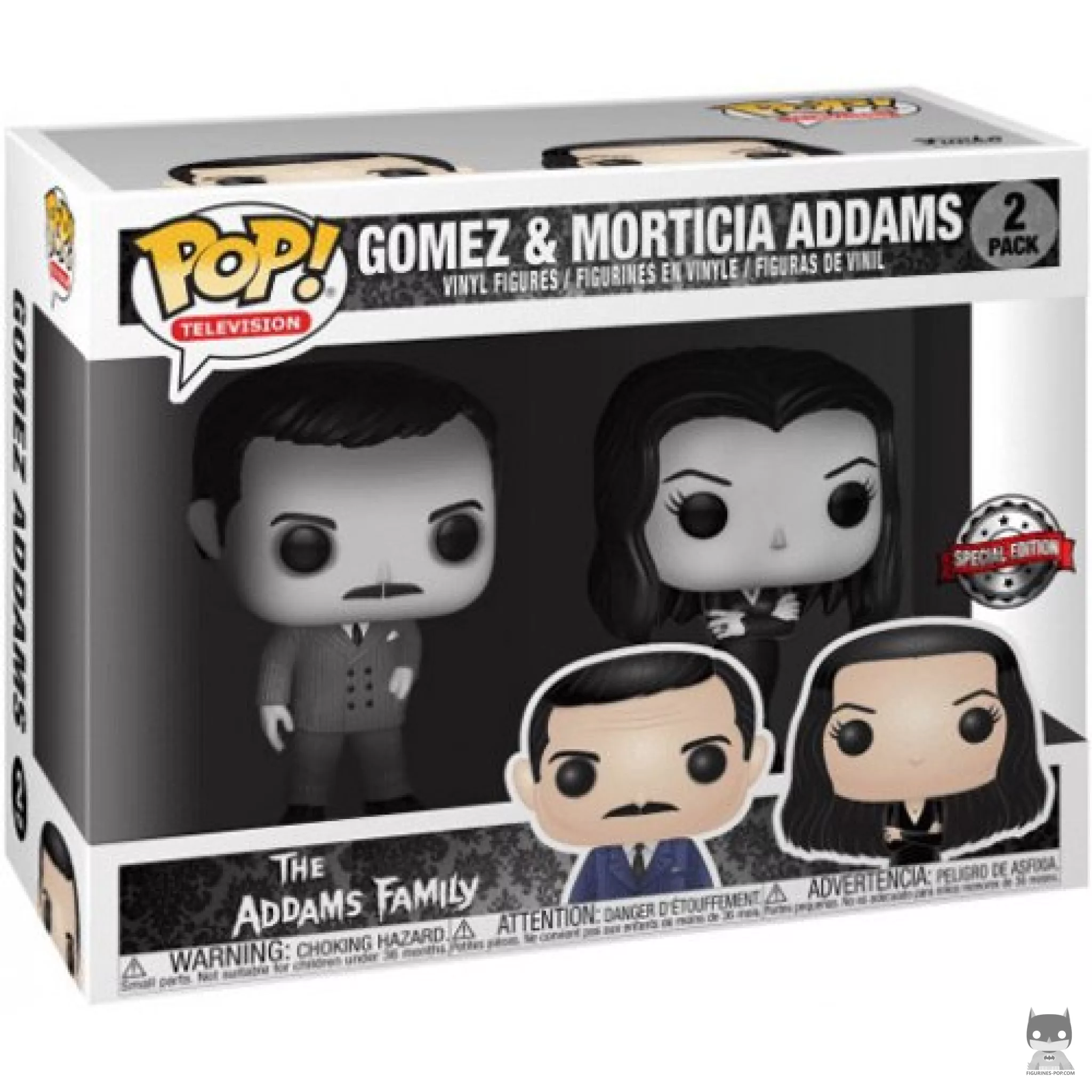 Figura Funko Pop! Gomez & Morticia Addams en su caja