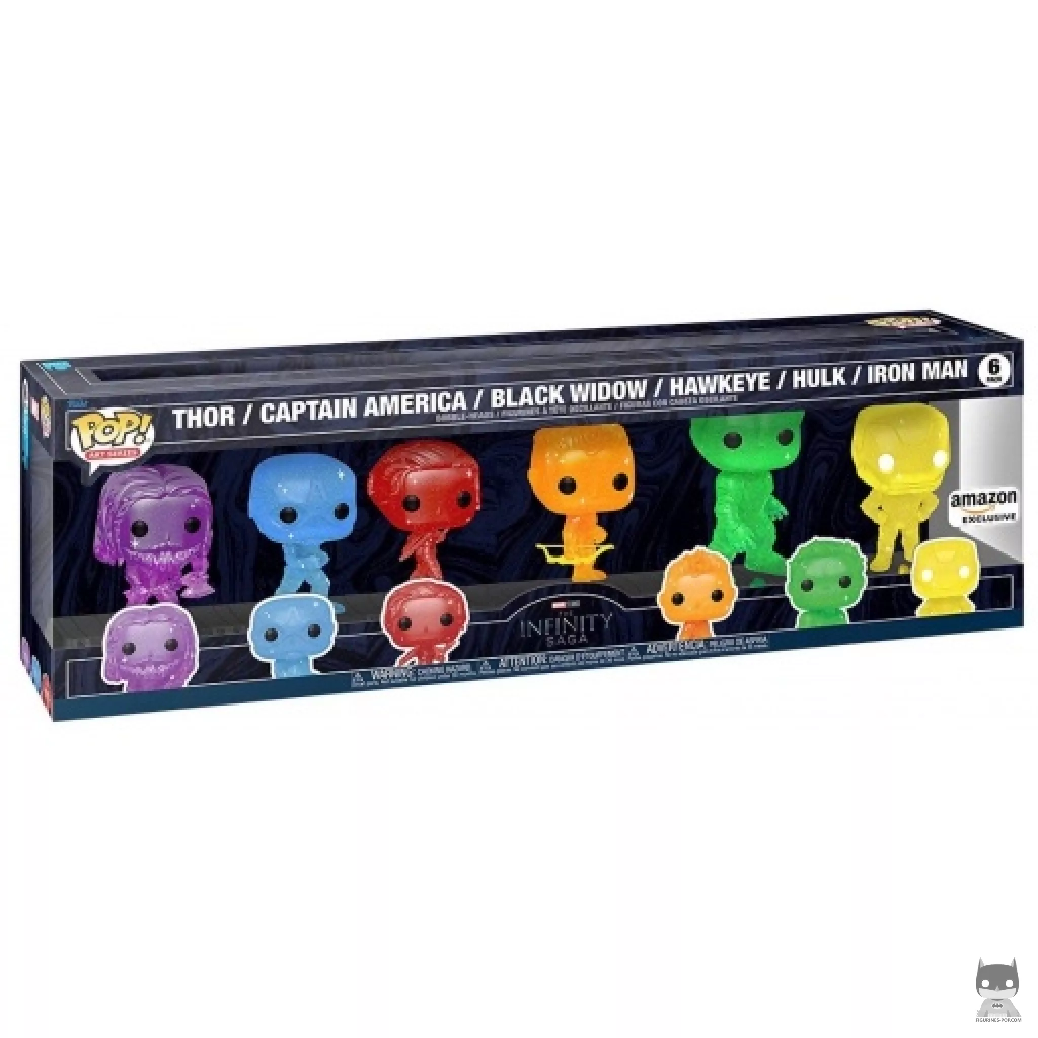 Figura Funko Pop! Thor, Capitán América, Viuda Negra, Ojo de Halcón, Hulk & Iron Man en su caja