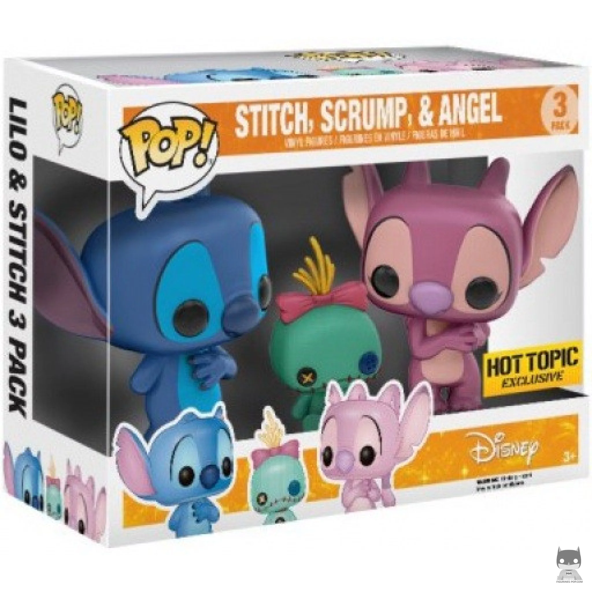 Figura Funko Pop! Stitch, Scrump & Angel en su caja