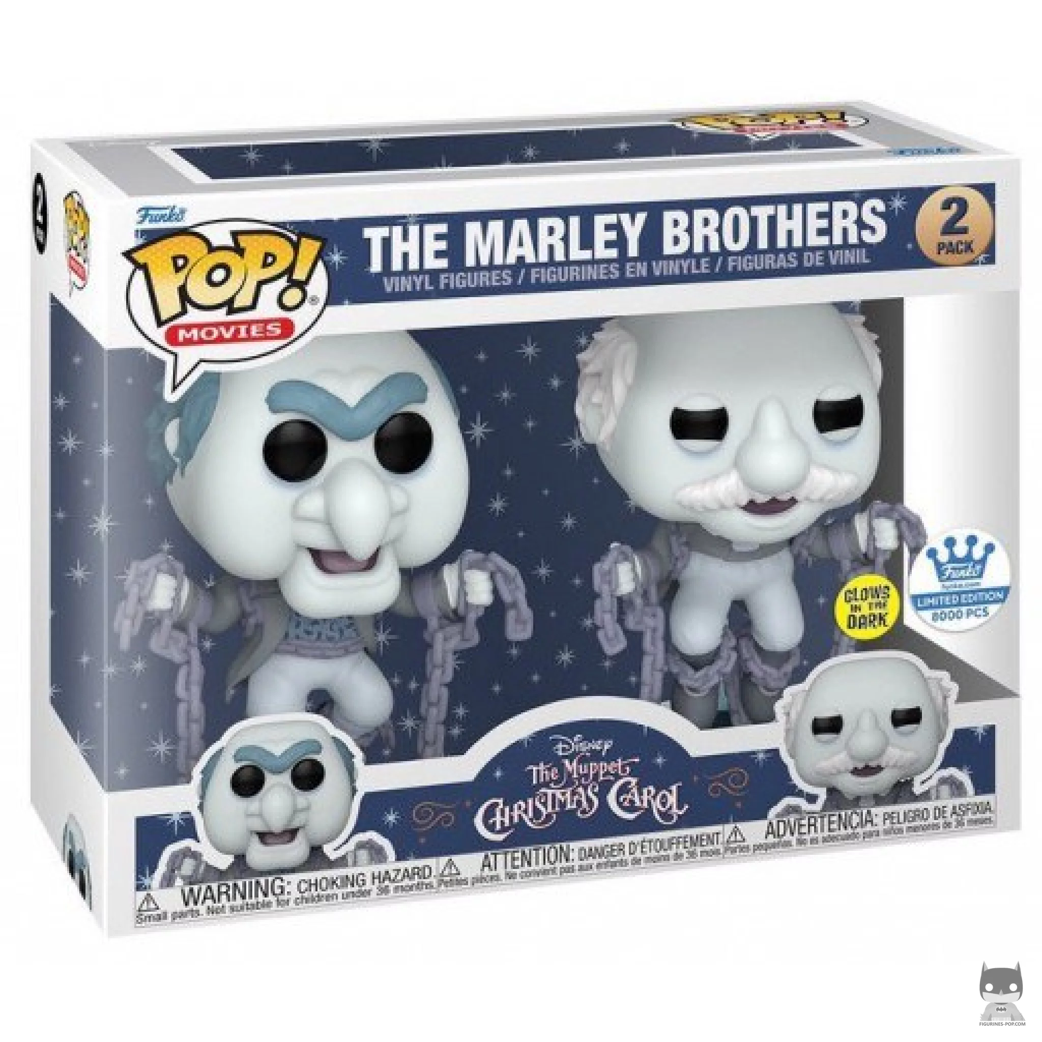 Figura Funko Pop! Los hermanos Marley (Brilla en la oscuridad) en su caja