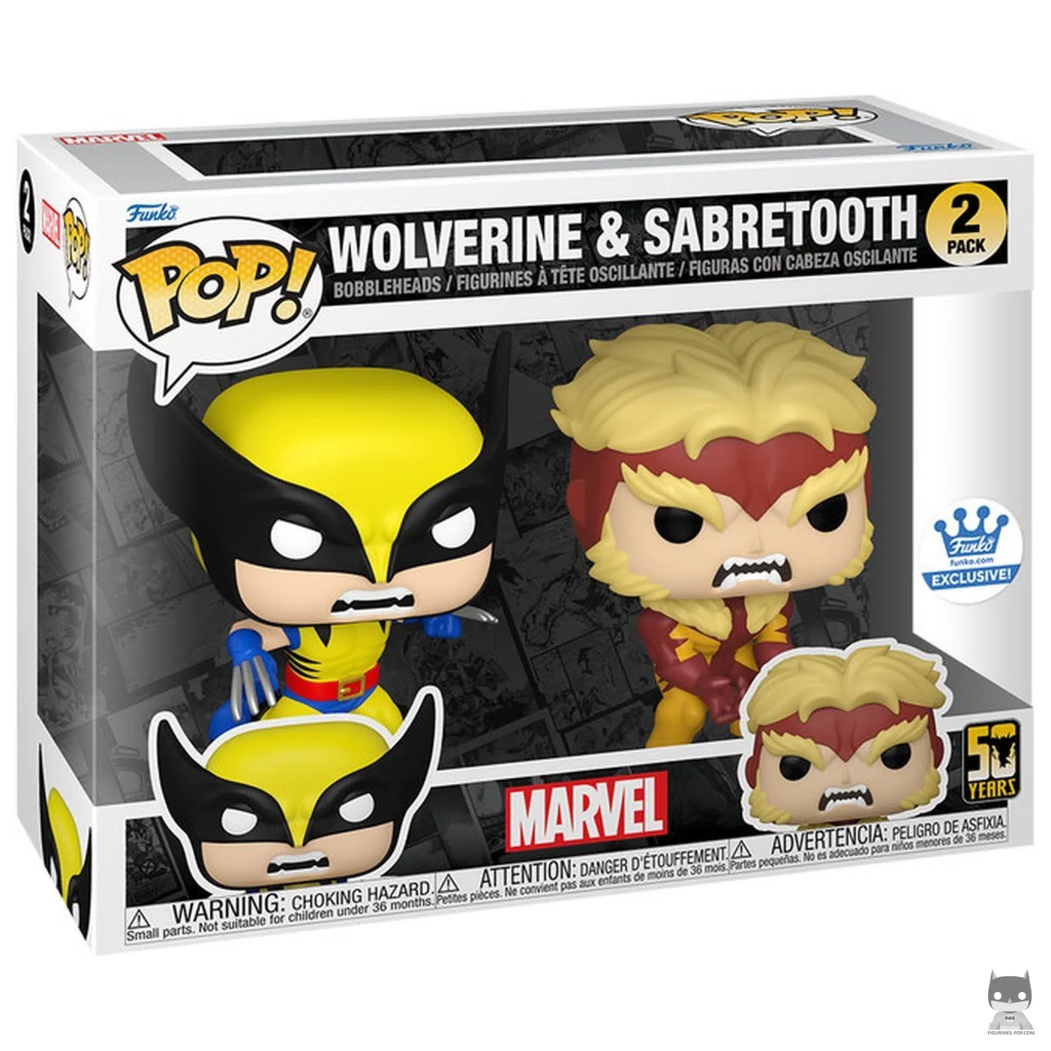 Figura Funko Pop! Lobezno & Dientes de Sable en su caja