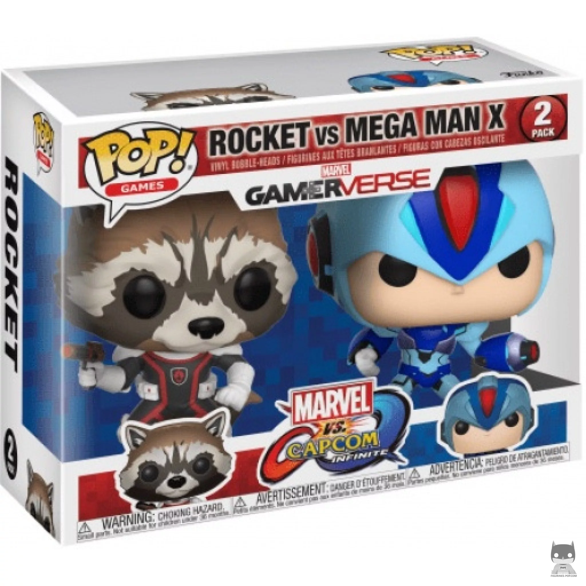 Figura Funko Pop! Rocket vs Mega Man X en su caja
