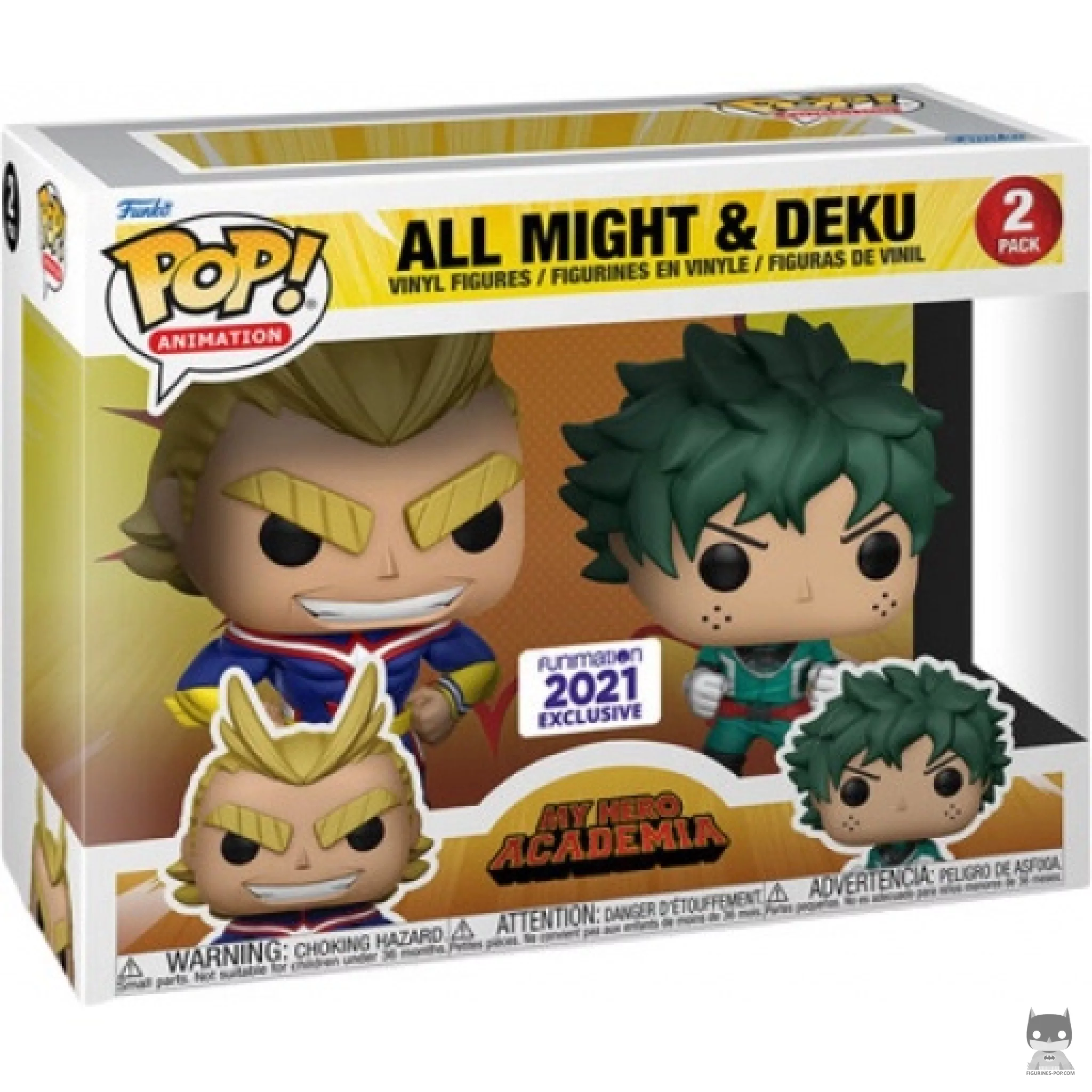 Figura Funko Pop! All Might & Deku en su caja