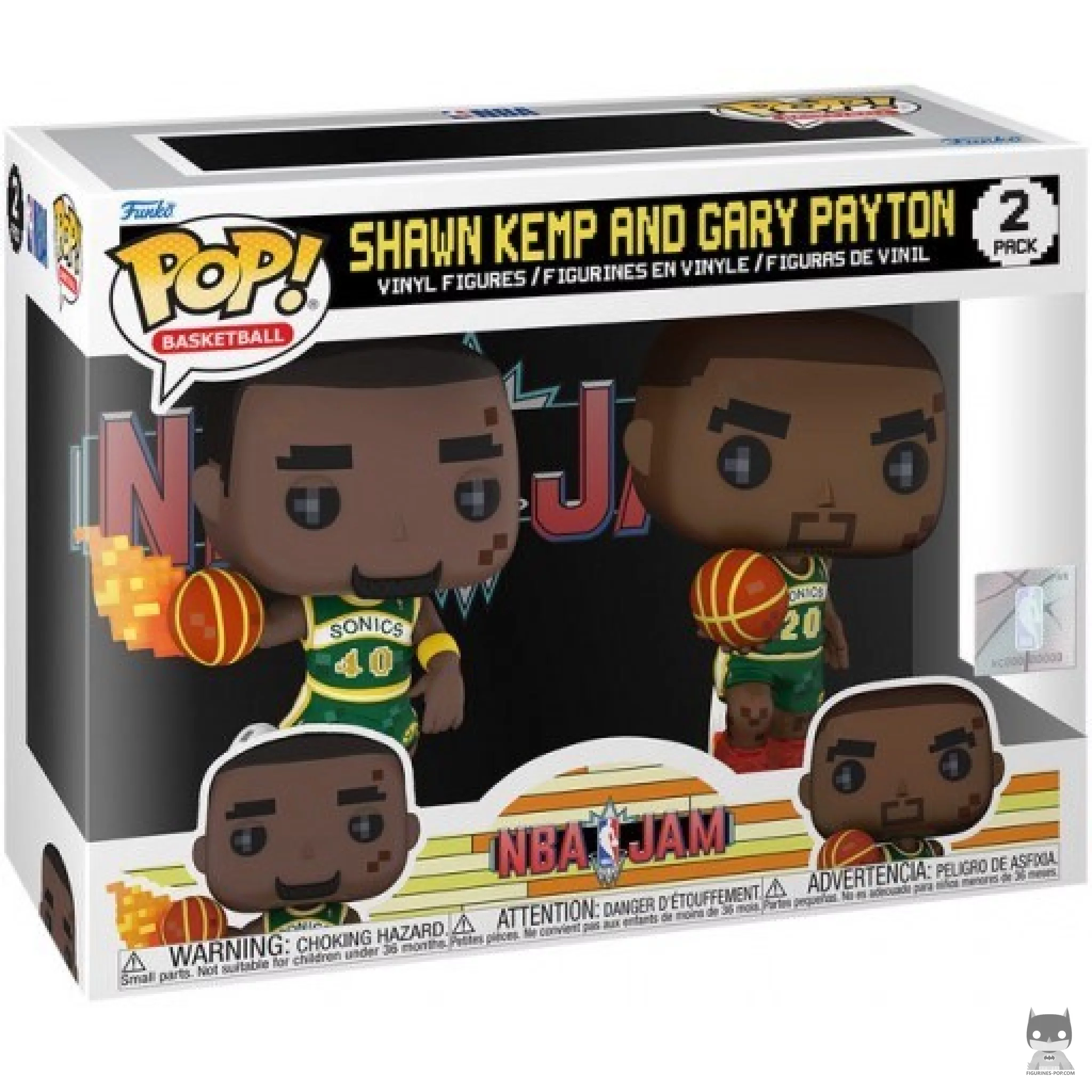 Figura Funko Pop! Shawn Kemp & Gary Payton (8-bit) en su caja