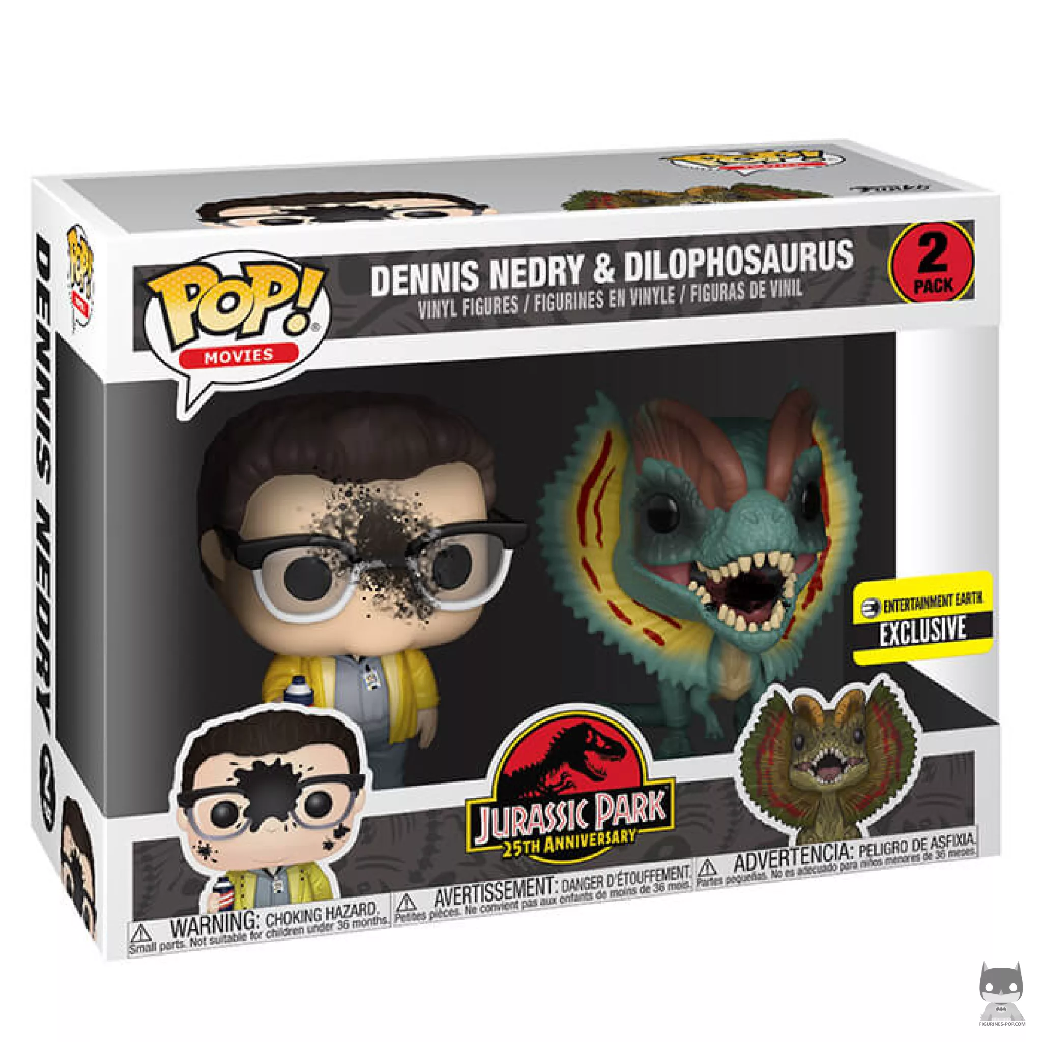 Figura Funko Pop! Dennis Nedry & Dilophosaurus en su caja