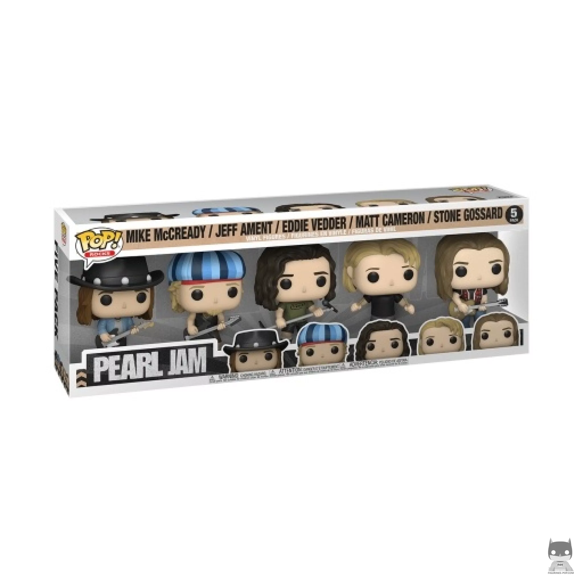 Figura Funko Pop! Mike McCready, Jeff Ament, Eddie Vedder, Matt Cameron & Stone Gossard en su caja