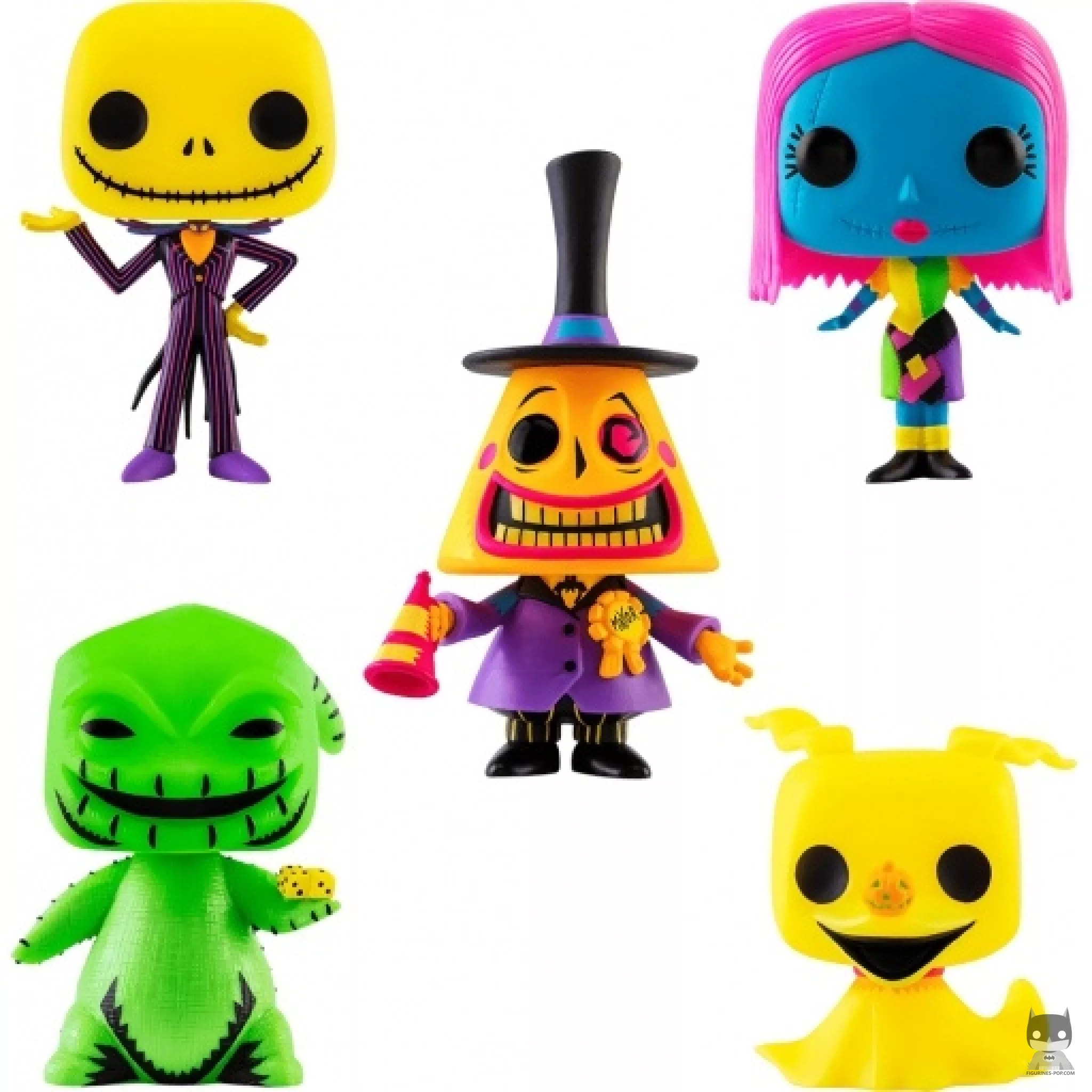 Figura Funko Pop! Jack Skellington, Alcalde, Oogie Boogie, Sally & Zero (Luz negra) (Pesadilla antes de Navidad)